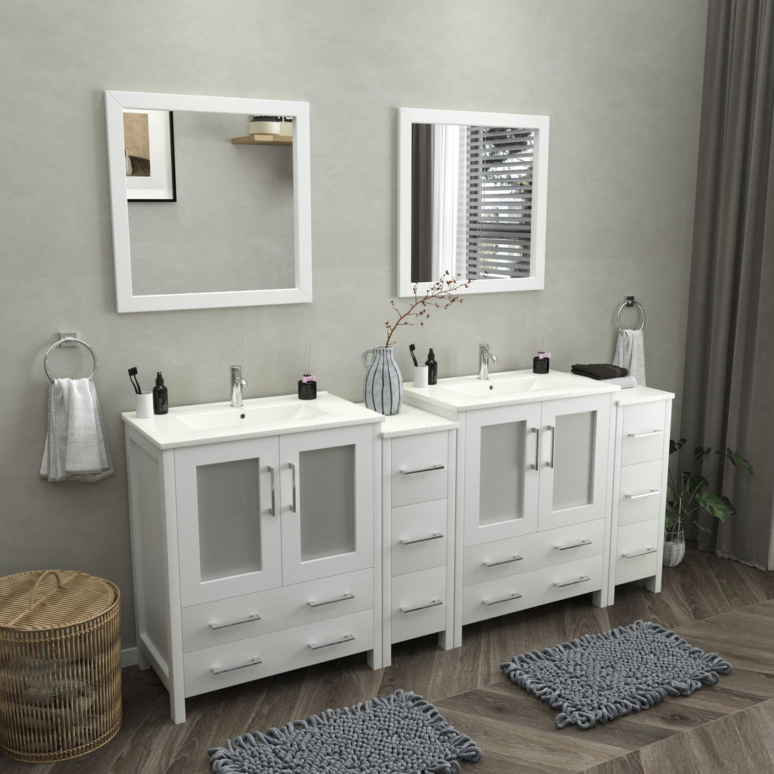 Brescia 84&quot; Double Sink Modern Bathroom Vanity Set - HomeBeyond