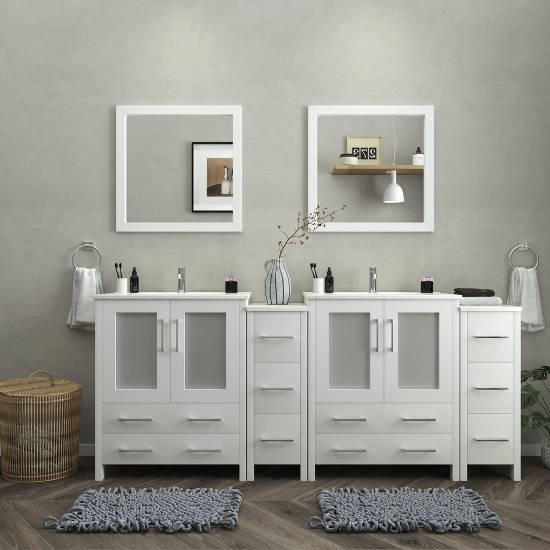 Brescia 84&quot; Double Sink Modern Bathroom Vanity Set - HomeBeyond