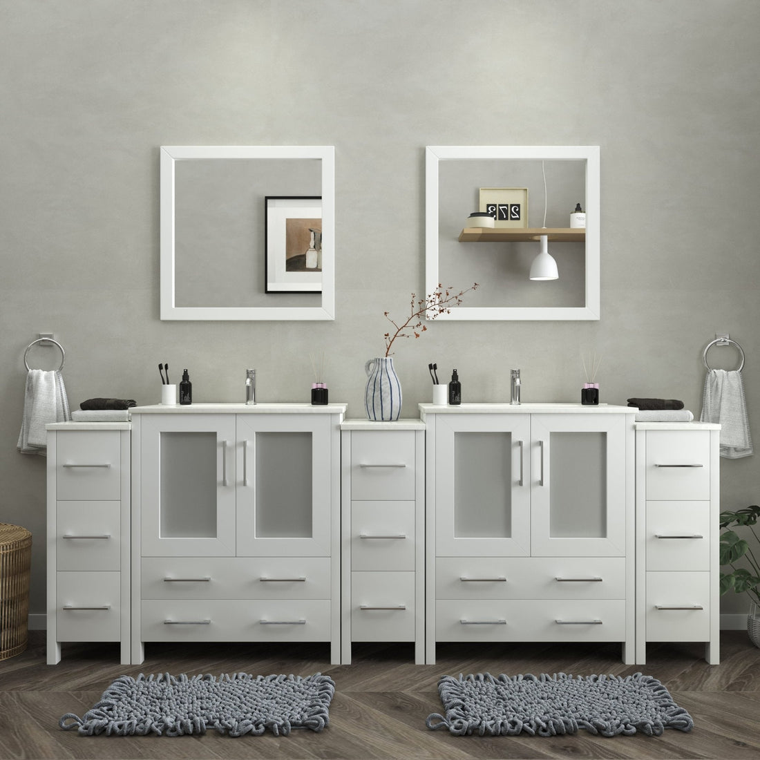 Brescia 96" Double Sink Modern Bathroom Vanity Set - HomeBeyond