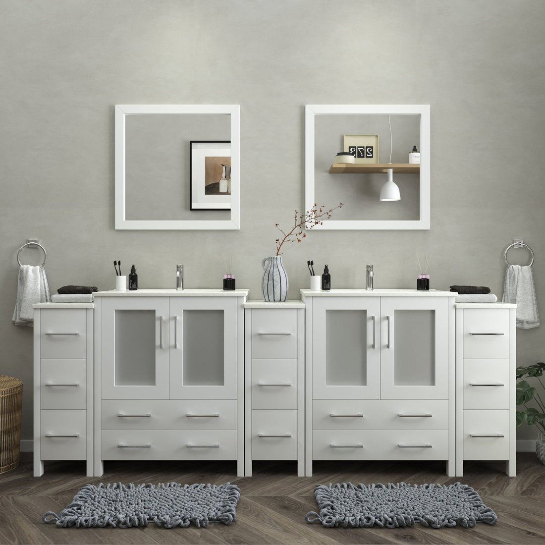 Brescia 96&quot; Double Sink Modern Bathroom Vanity Set - HomeBeyond