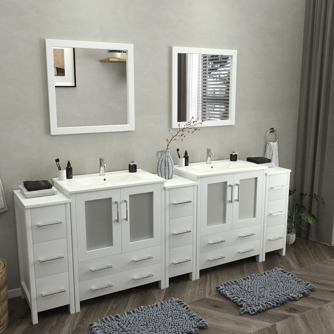 Brescia 96&quot; Double Sink Modern Bathroom Vanity Set - HomeBeyond