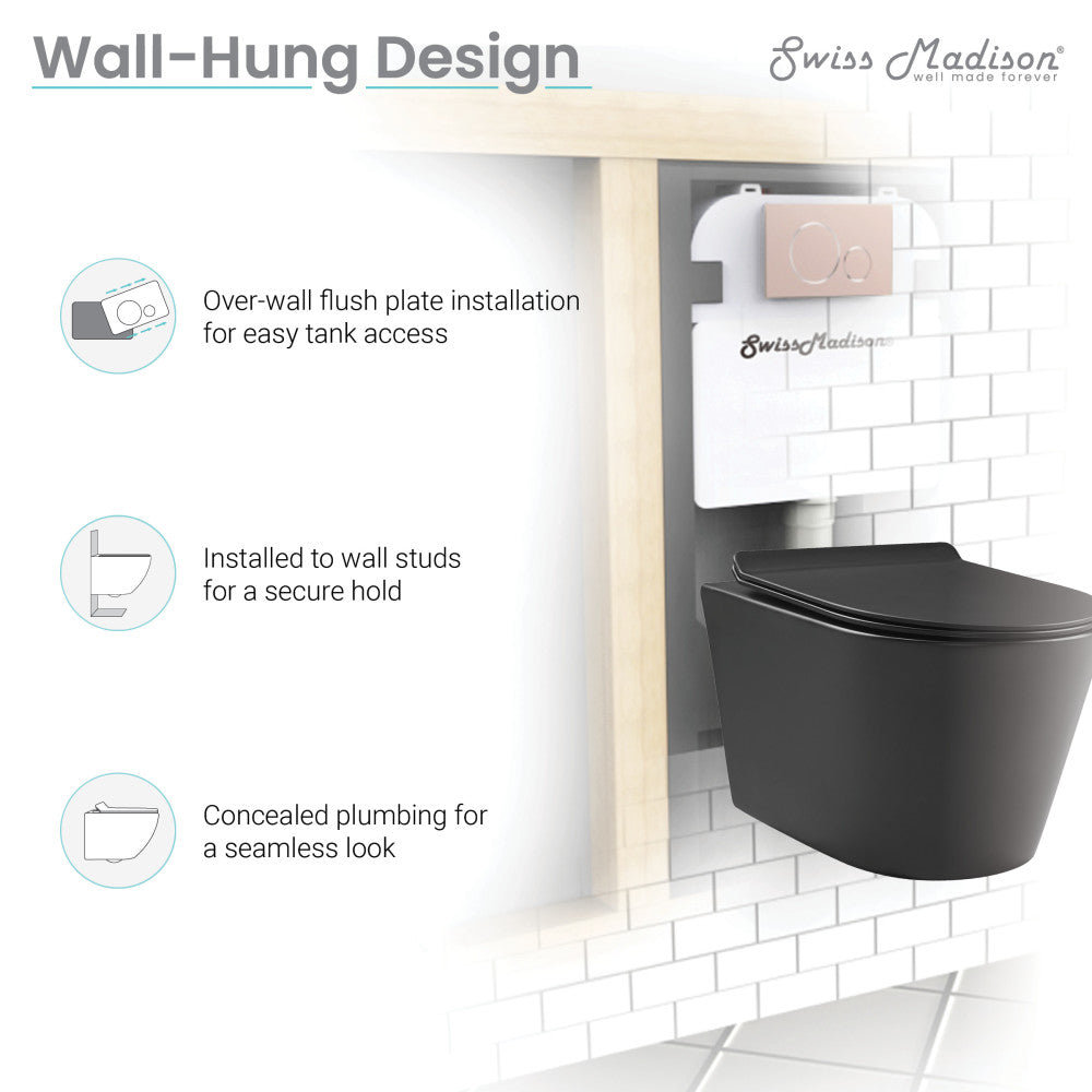 Calice Wall-Hung Round Toilet Bowl in Matte Black Toilet Matte Black