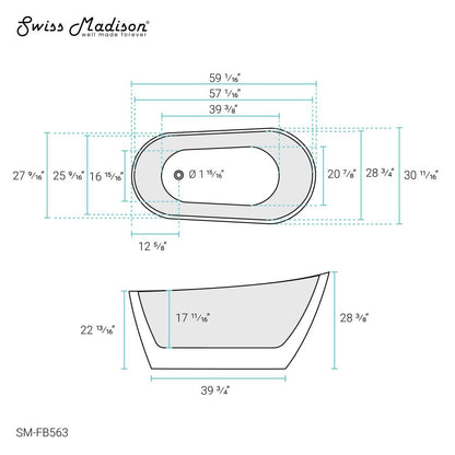 Sublime 60&quot; Single Slipper Freestanding Bathtub