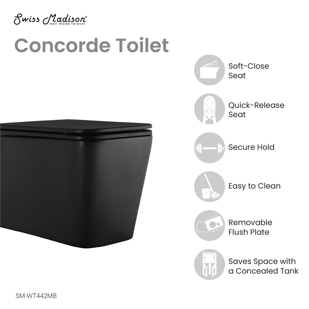 Concorde Wall Hung Toilet Bowl, Matte Black Toilet Matte Black