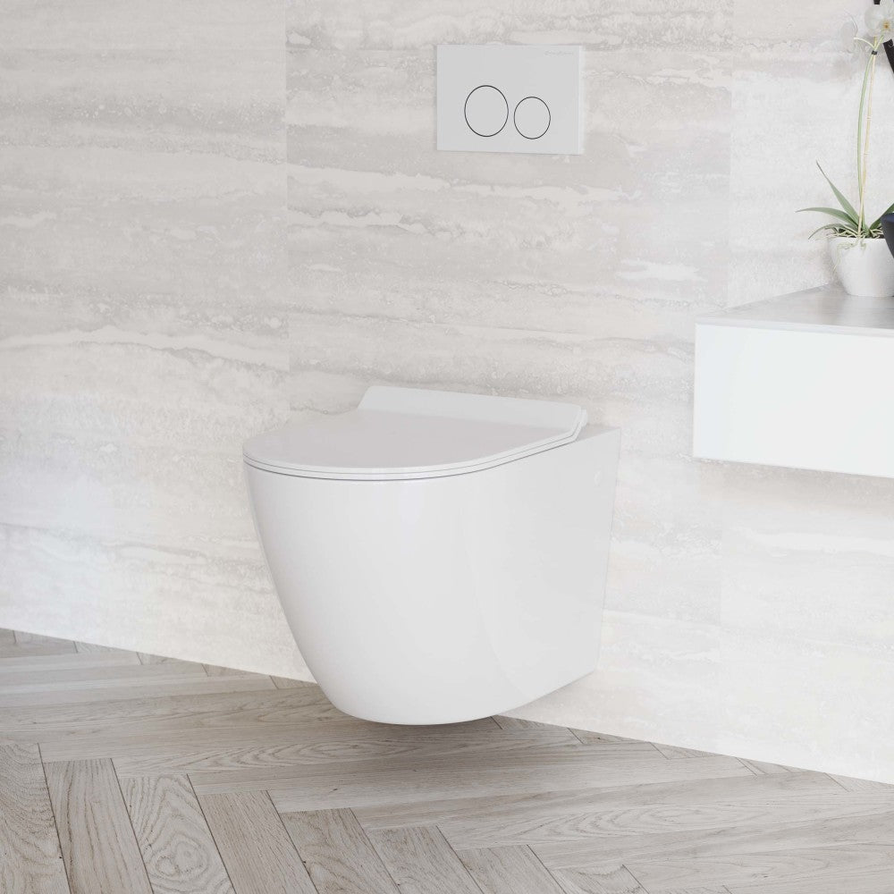 Swiss Madison Well Made Forever SM-WK449-01W - St. Tropez Wall Hung Toilet Bundle, Glossy White Glossy White Wall Hung Toilet