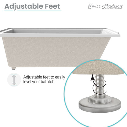 Voltaire 60&quot; x 36&quot; Reversible Drain Drop-In Bathtub