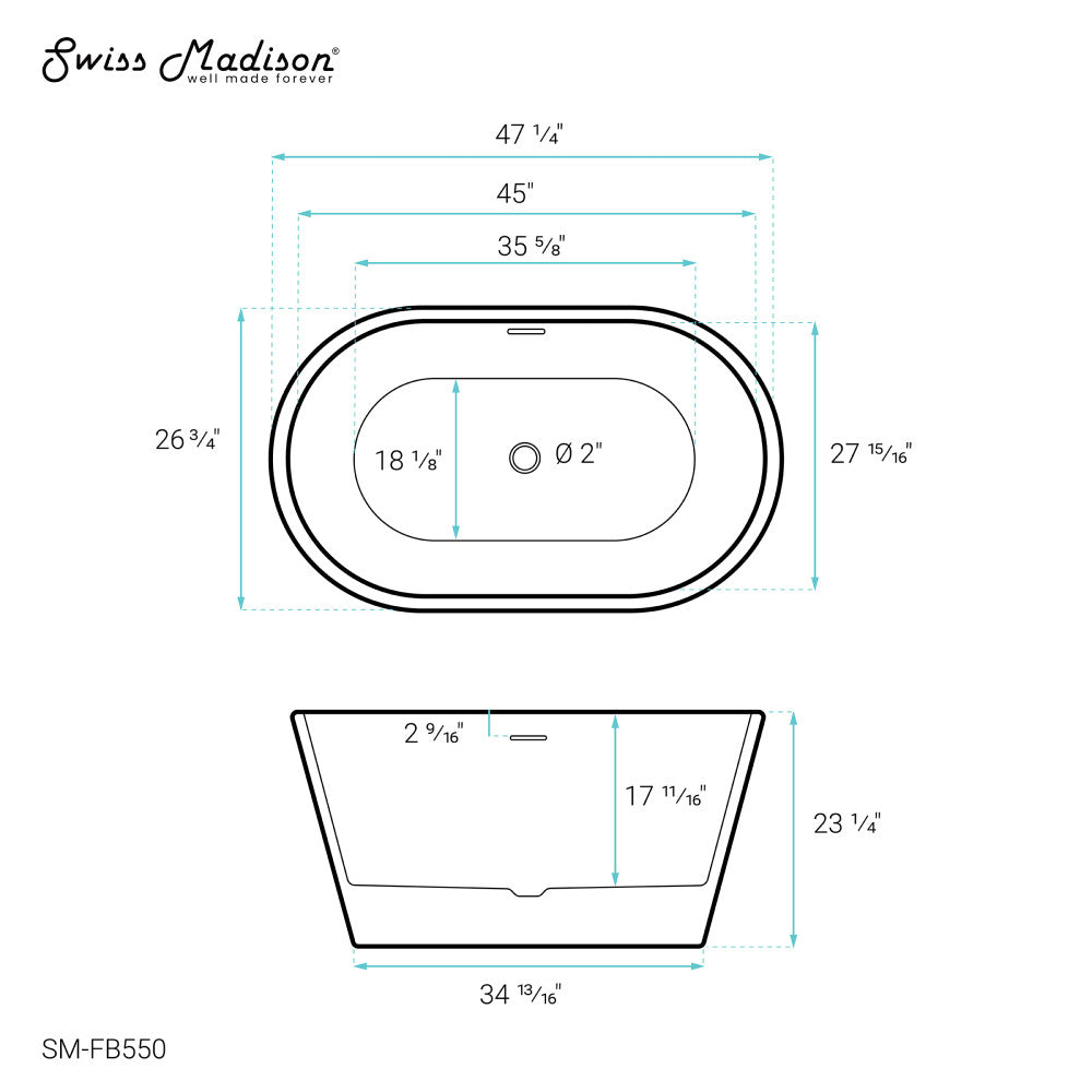 Claire 48&quot; Freestanding Bathtub