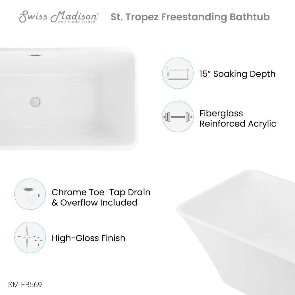 St. Tropez 60&quot; Freestanding Bathtub