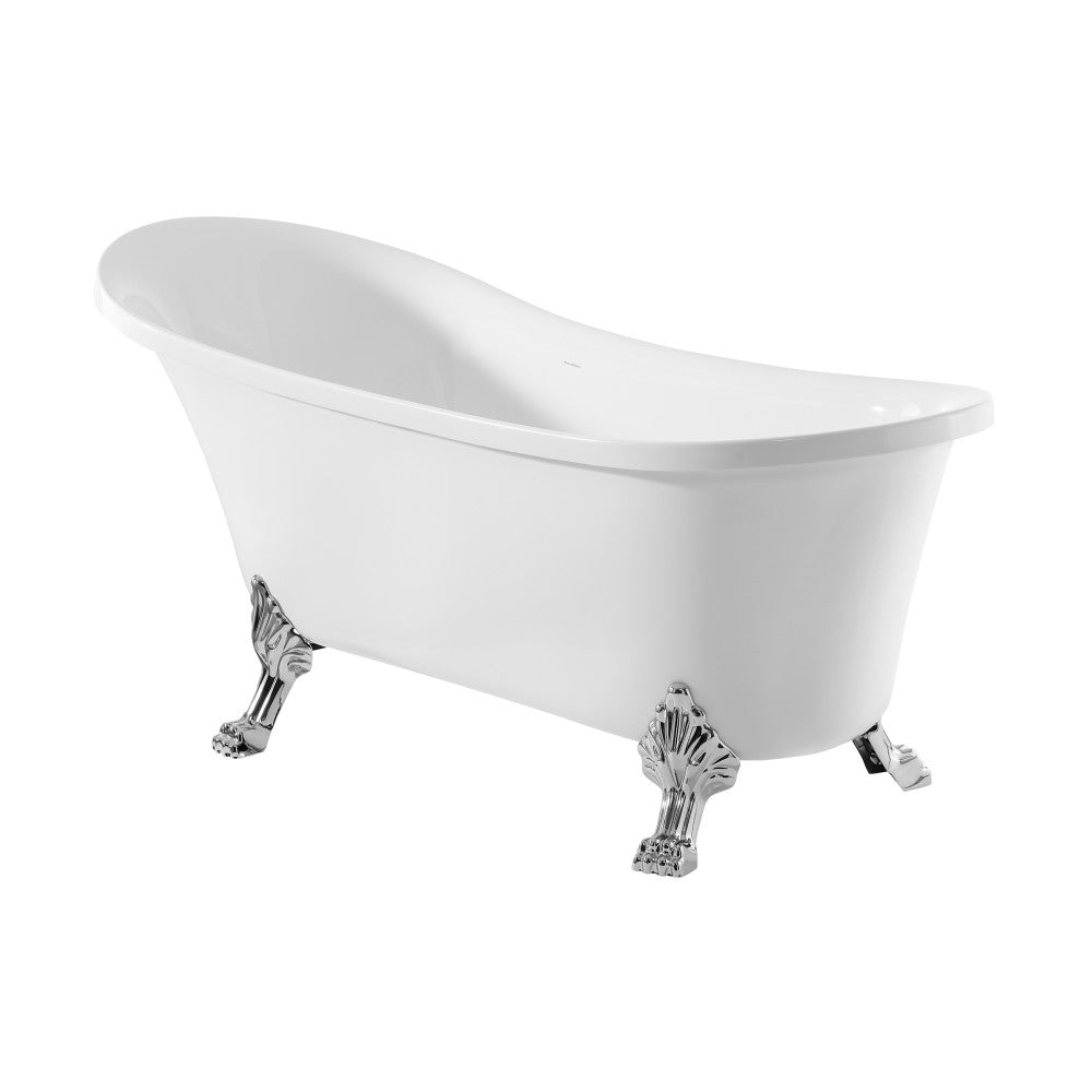 Cache Single Slipper, Clawfoot Soaking Acrylic Bathtub, Chrome Clawfoot Clawfoot Soaking Acrylic Freestanding Bathtub