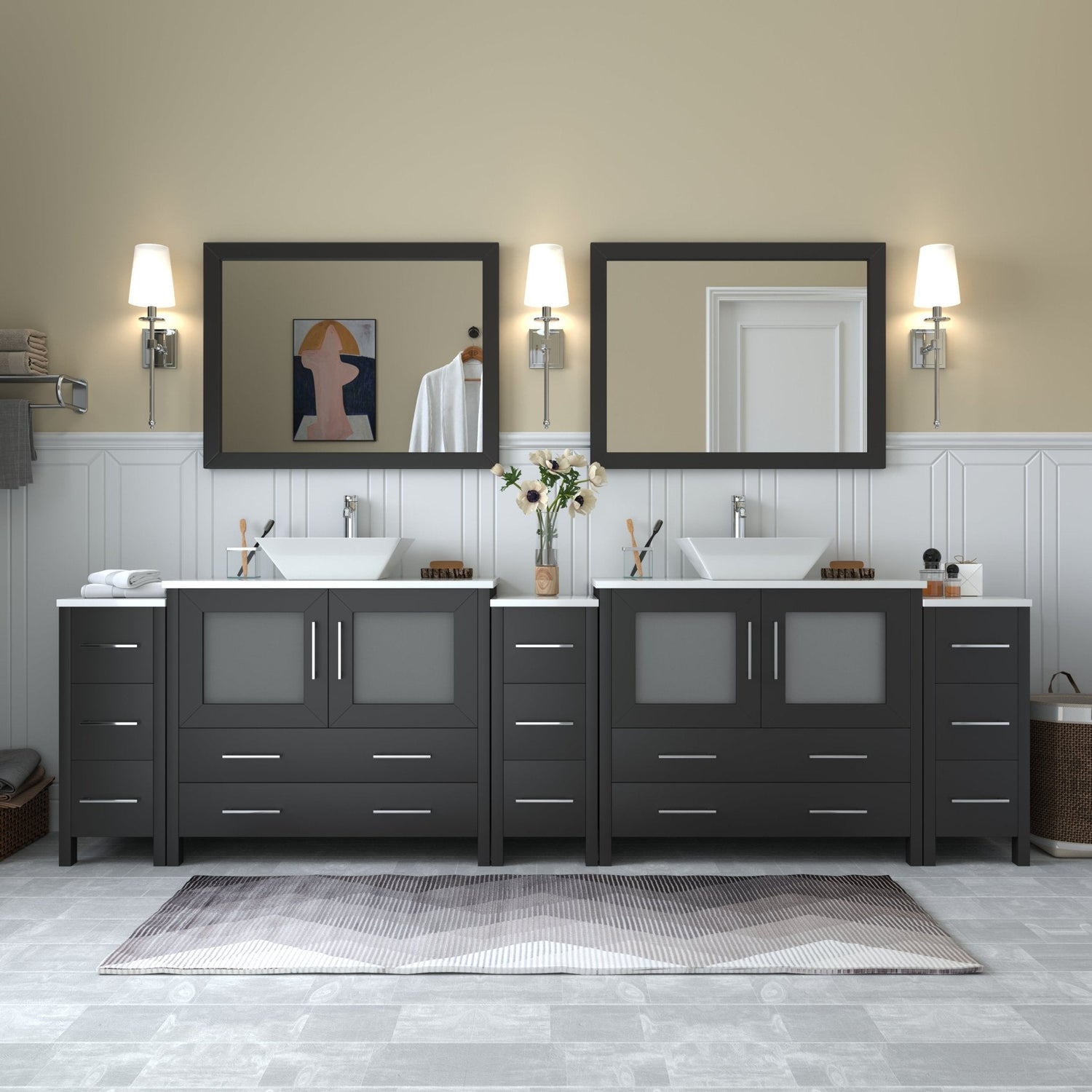 Ravenna 108&quot; Double Sink Bathroom Vanity Combo Set - HomeBeyond