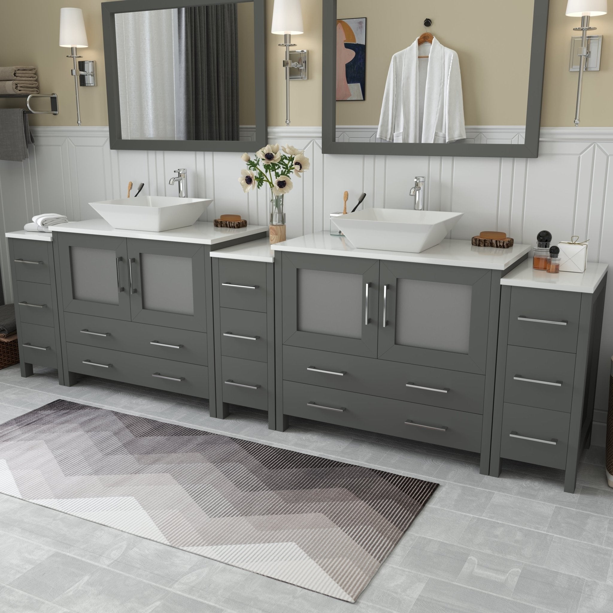 Ravenna 108&quot; Double Sink Bathroom Vanity Combo Set - HomeBeyond