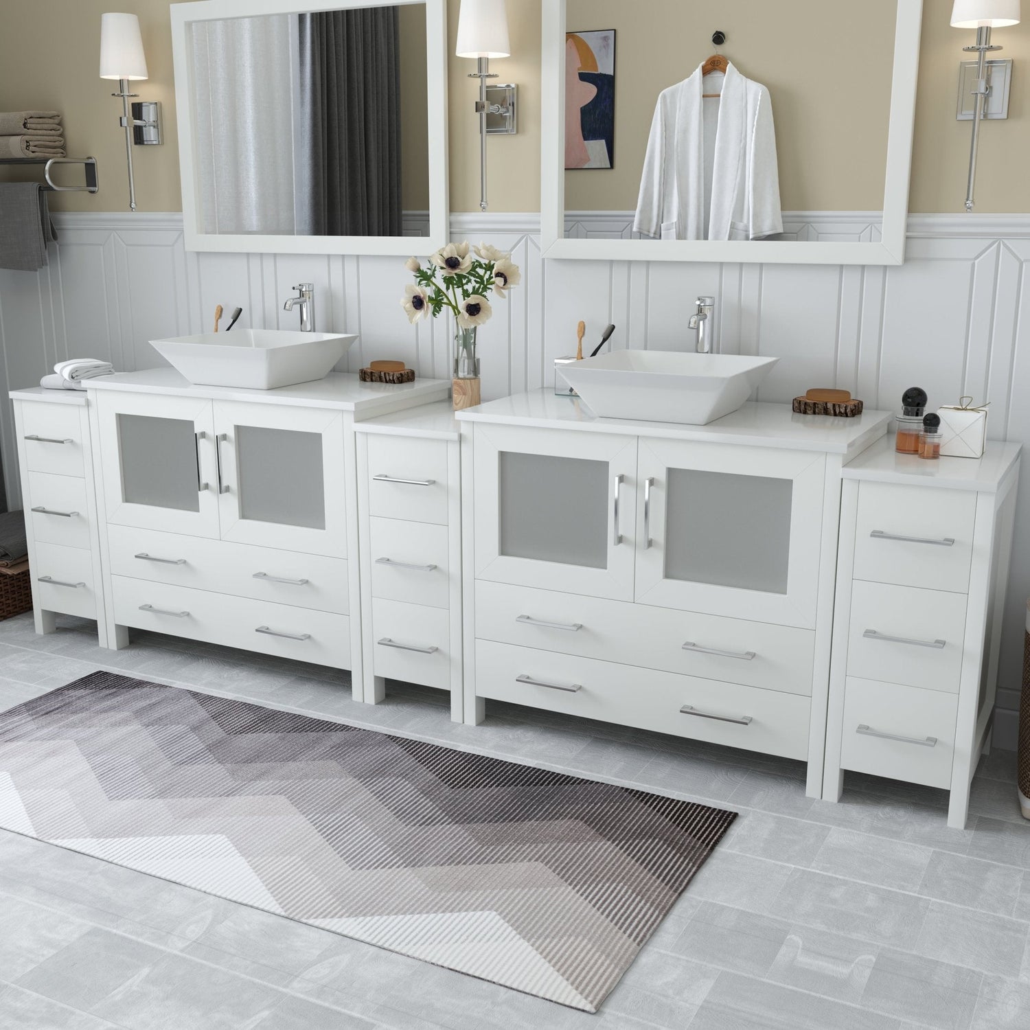 Ravenna 108&quot; Double Sink Bathroom Vanity Combo Set - HomeBeyond