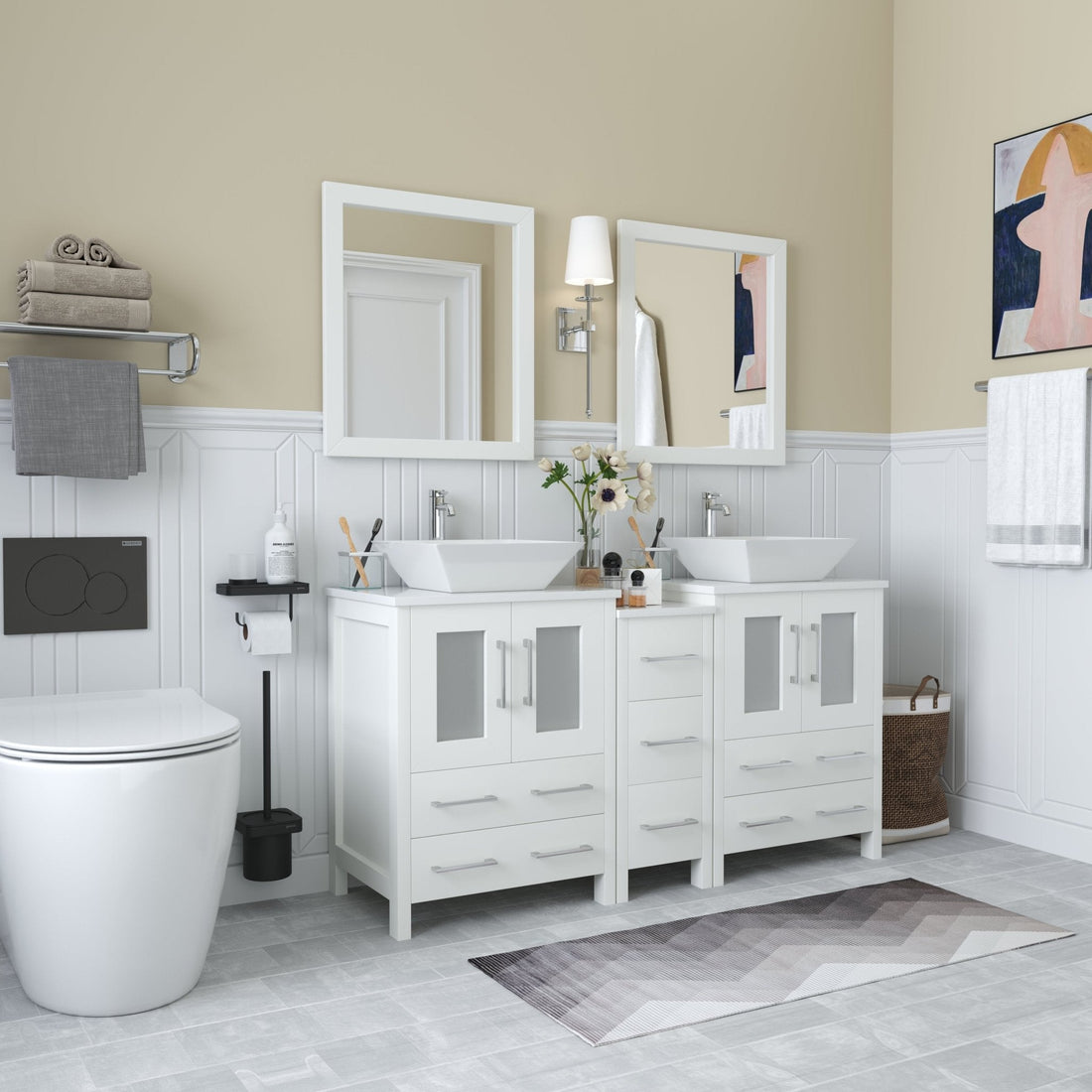 Ravenna 60&quot; Double Sink Bathroom Vanity Combo Set - HomeBeyond