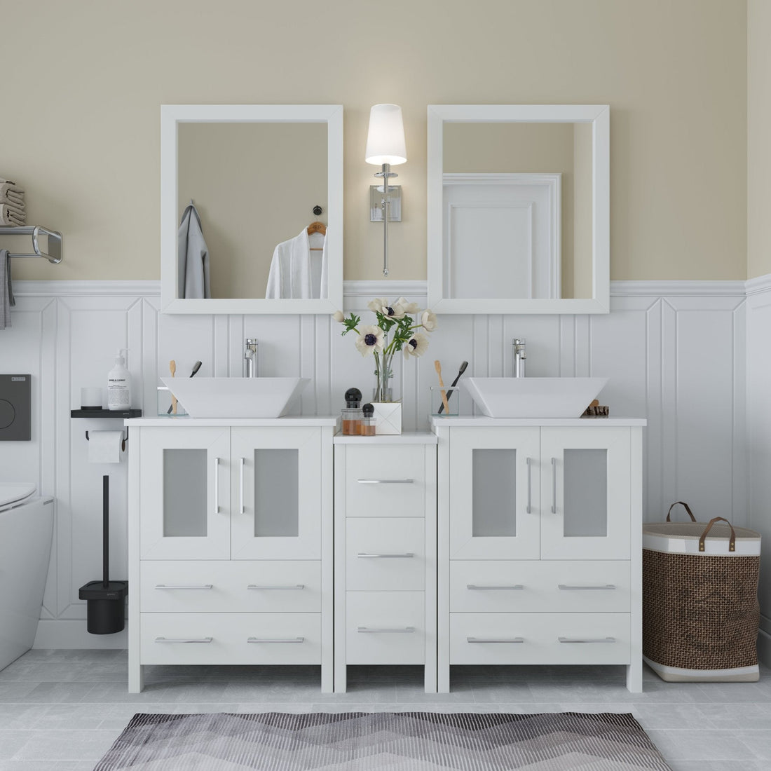 Ravenna 60&quot; Double Sink Bathroom Vanity Combo Set - HomeBeyond