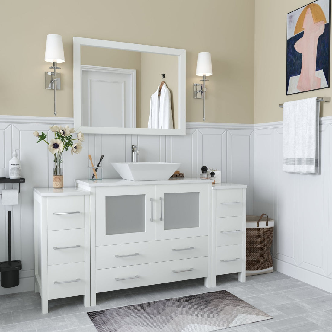 Ravenna 60&quot; Single Sink Small Bathroom Vanity Set - HomeBeyond