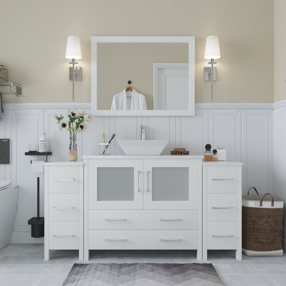 Ravenna 60&quot; Single Sink Small Bathroom Vanity Set - HomeBeyond