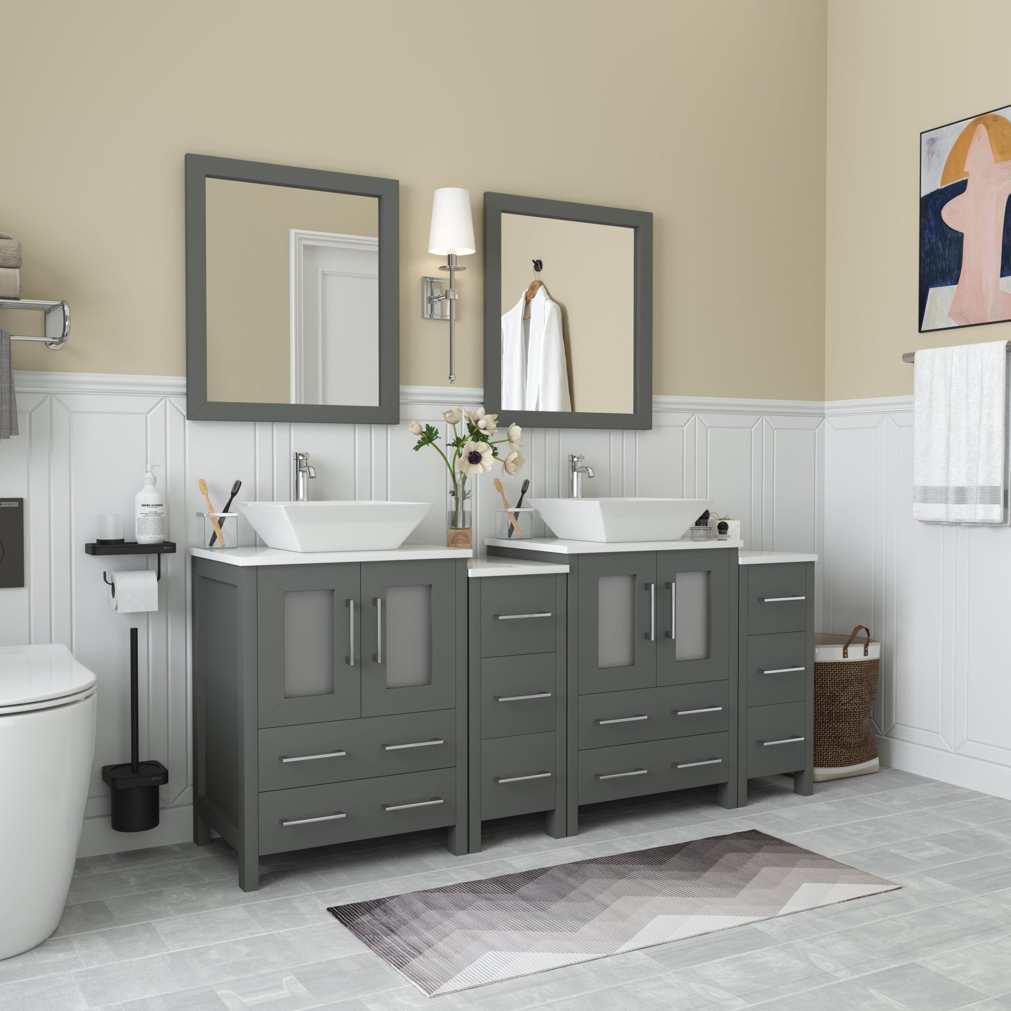 Ravenna 72&quot; Double Sink Bathroom Vanity Combo Set - HomeBeyond