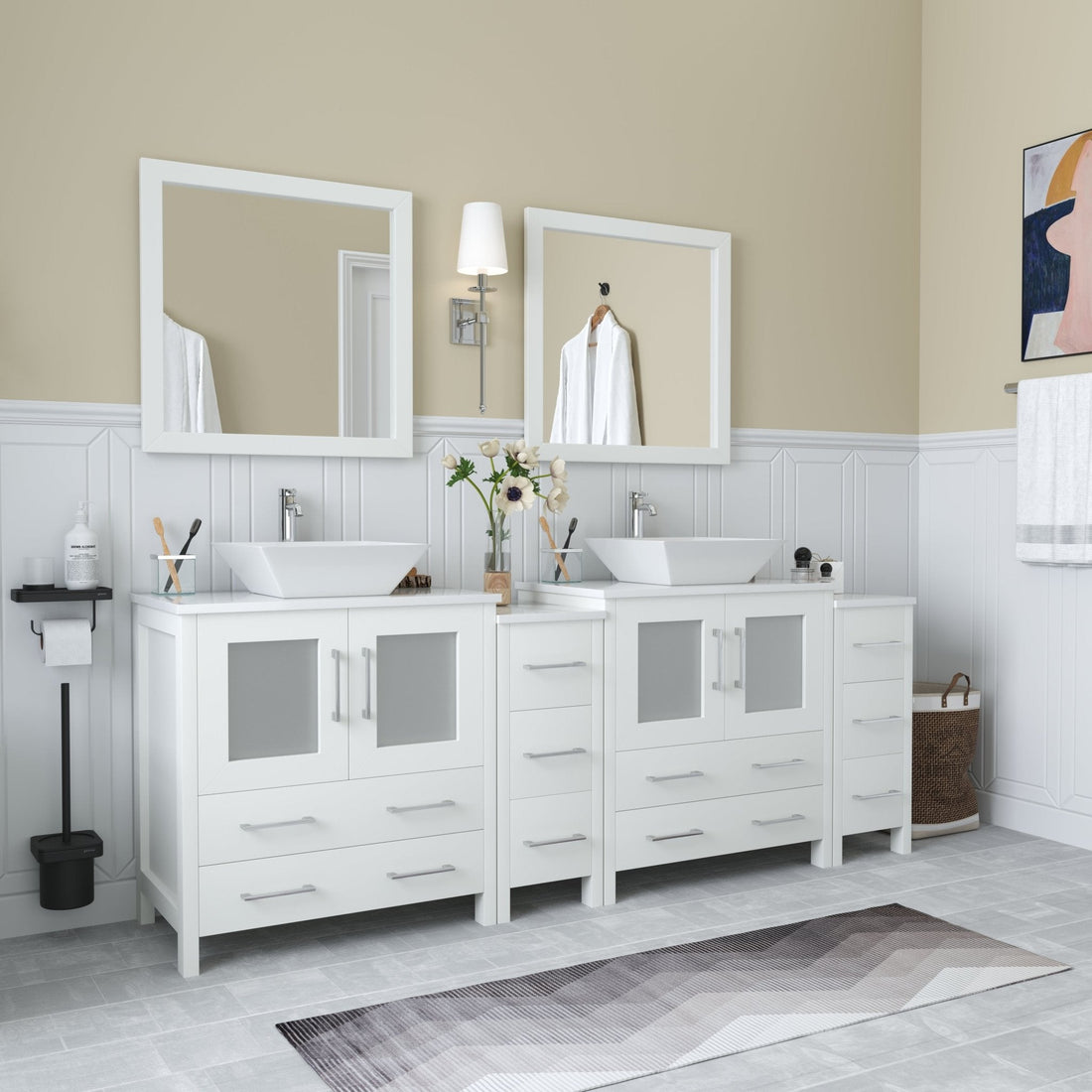 Ravenna 84&quot; Double Sink Bathroom Vanity Combo Set - HomeBeyond