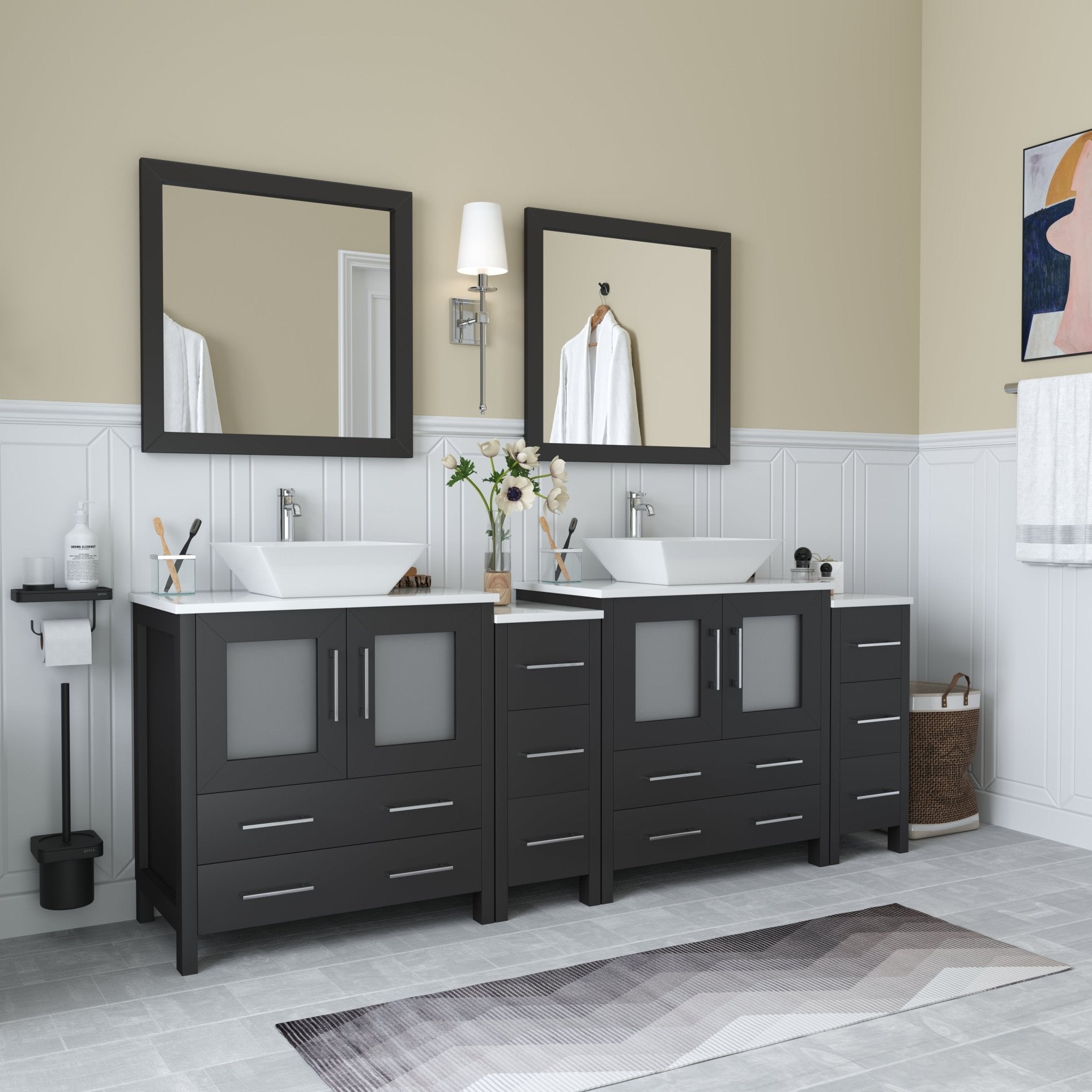 Ravenna 84&quot; Double Sink Bathroom Vanity Combo Set - HomeBeyond