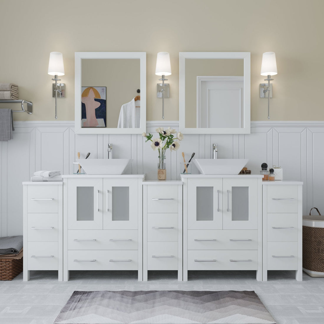 Ravenna 84&quot; Double Sink Bathroom Vanity Combo Set - HomeBeyond