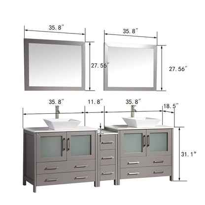 Ravenna 84&quot; Double Sink Bathroom Vanity Combo Set - HomeBeyond