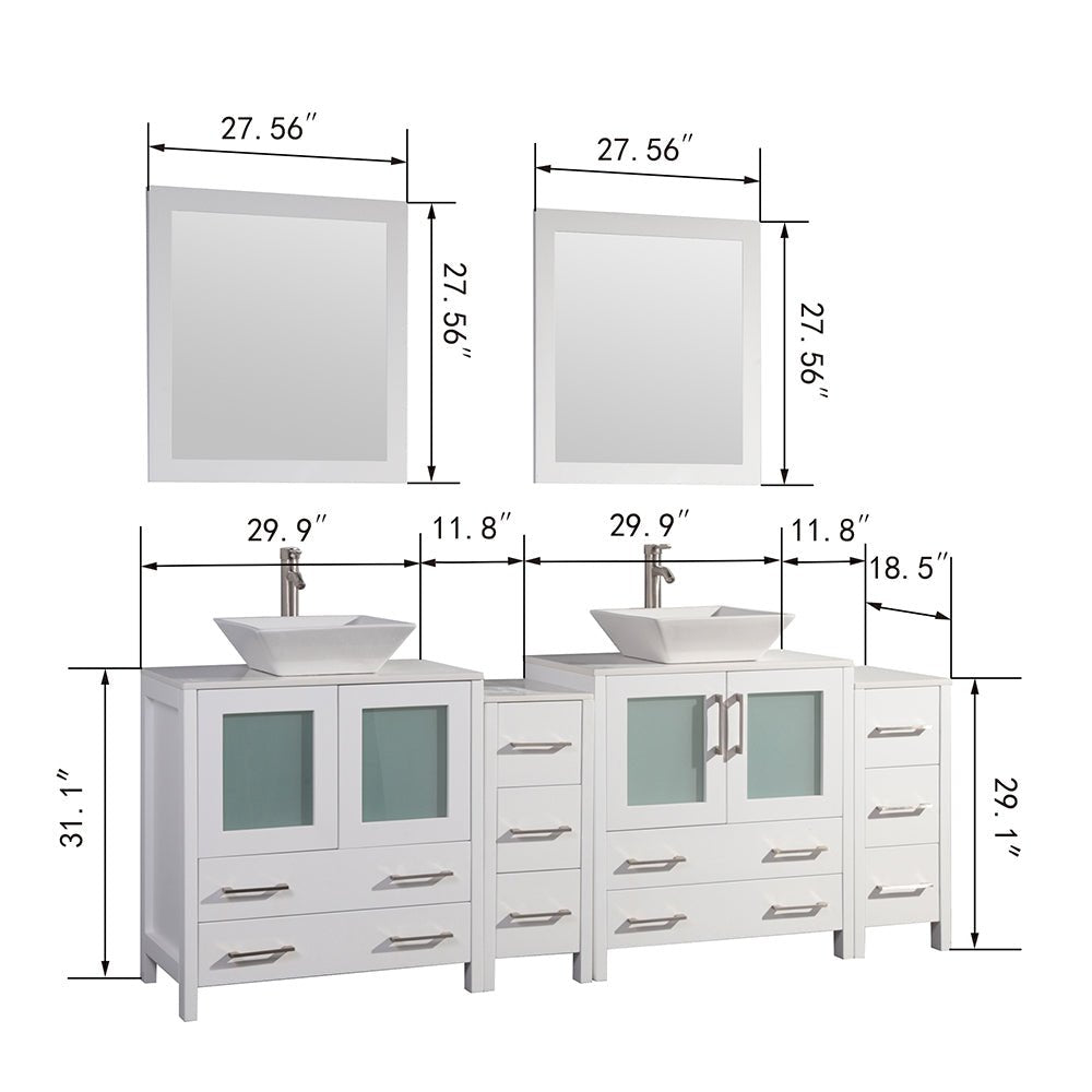 Ravenna 84&quot; Double Sink Bathroom Vanity Combo Set - HomeBeyond