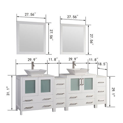 Ravenna 84&quot; Double Sink Bathroom Vanity Combo Set - HomeBeyond