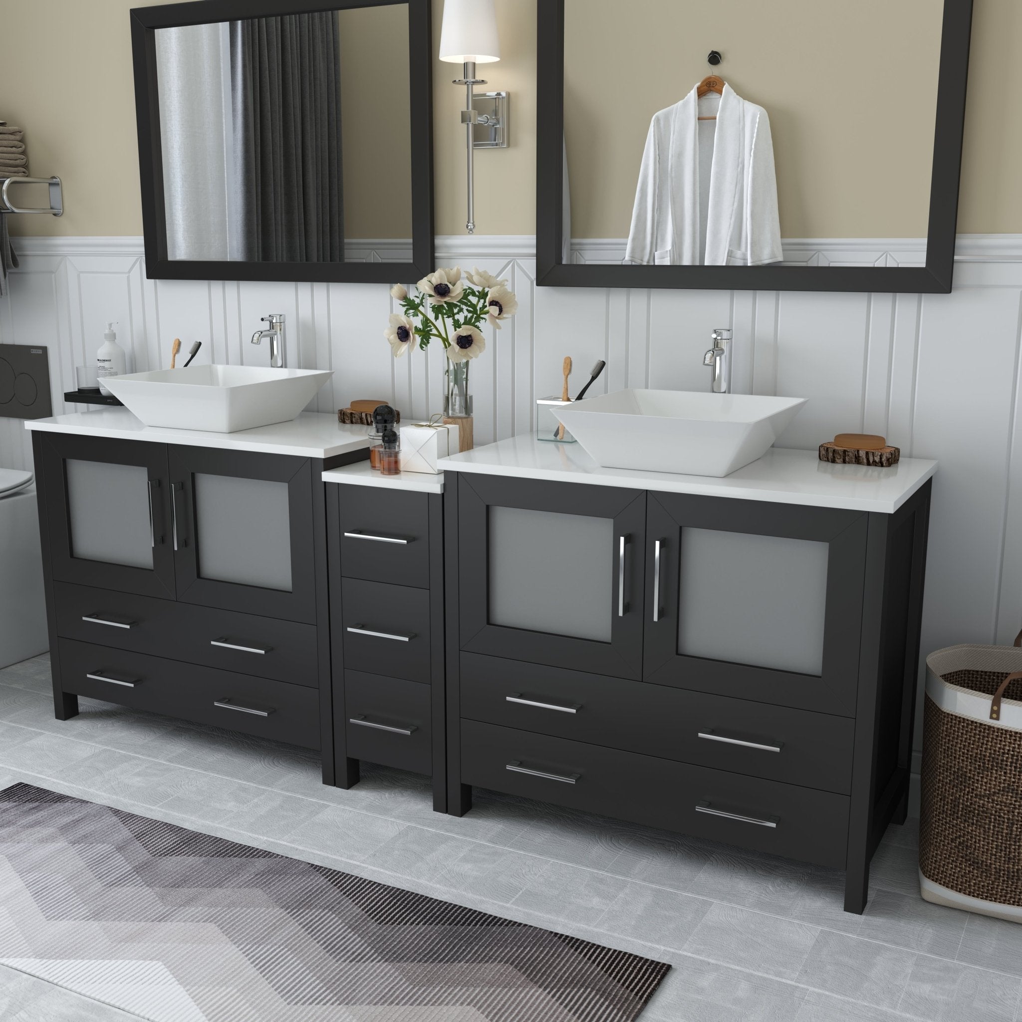 Ravenna 84&quot; Double Sink Bathroom Vanity Combo Set - HomeBeyond