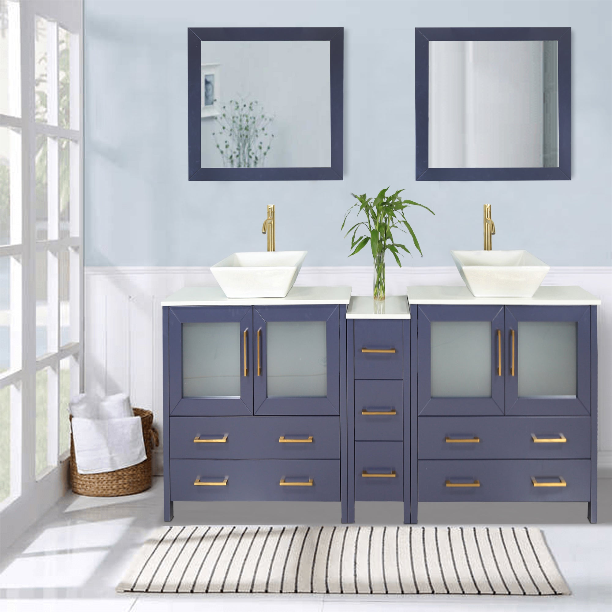 Ravenna 84&quot; Double Sink Bathroom Vanity Combo Set - HomeBeyond