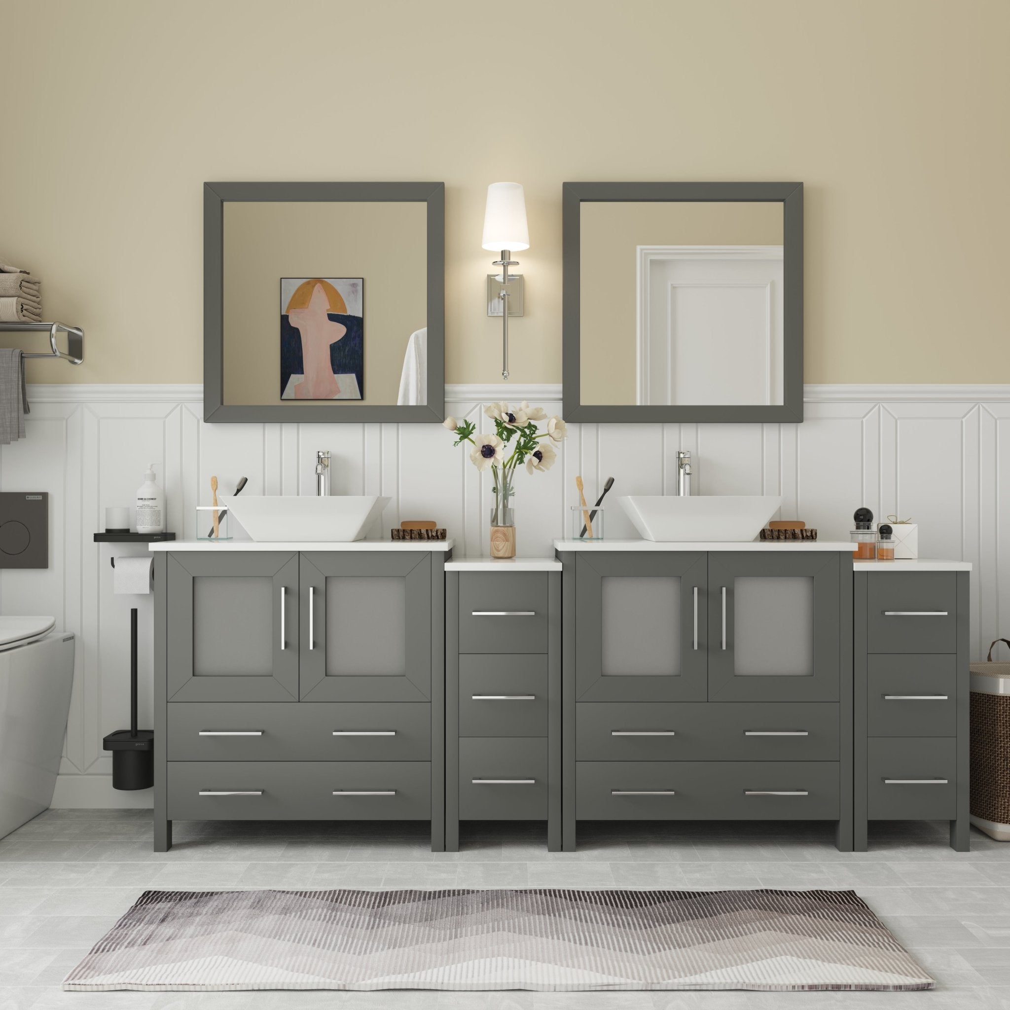 Ravenna 84&quot; Double Sink Bathroom Vanity Combo Set - HomeBeyond