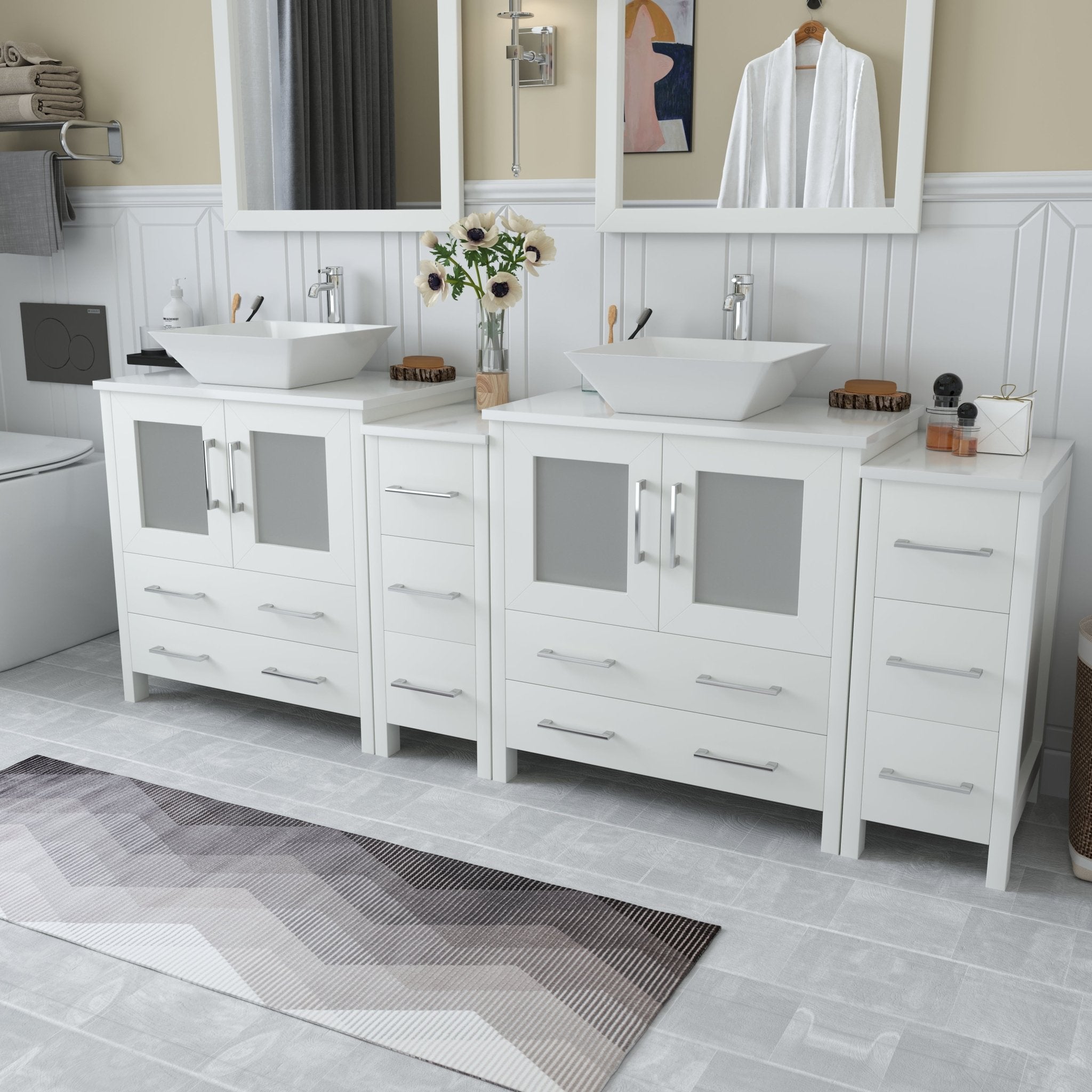 Ravenna 84&quot; Double Sink Bathroom Vanity Combo Set - HomeBeyond