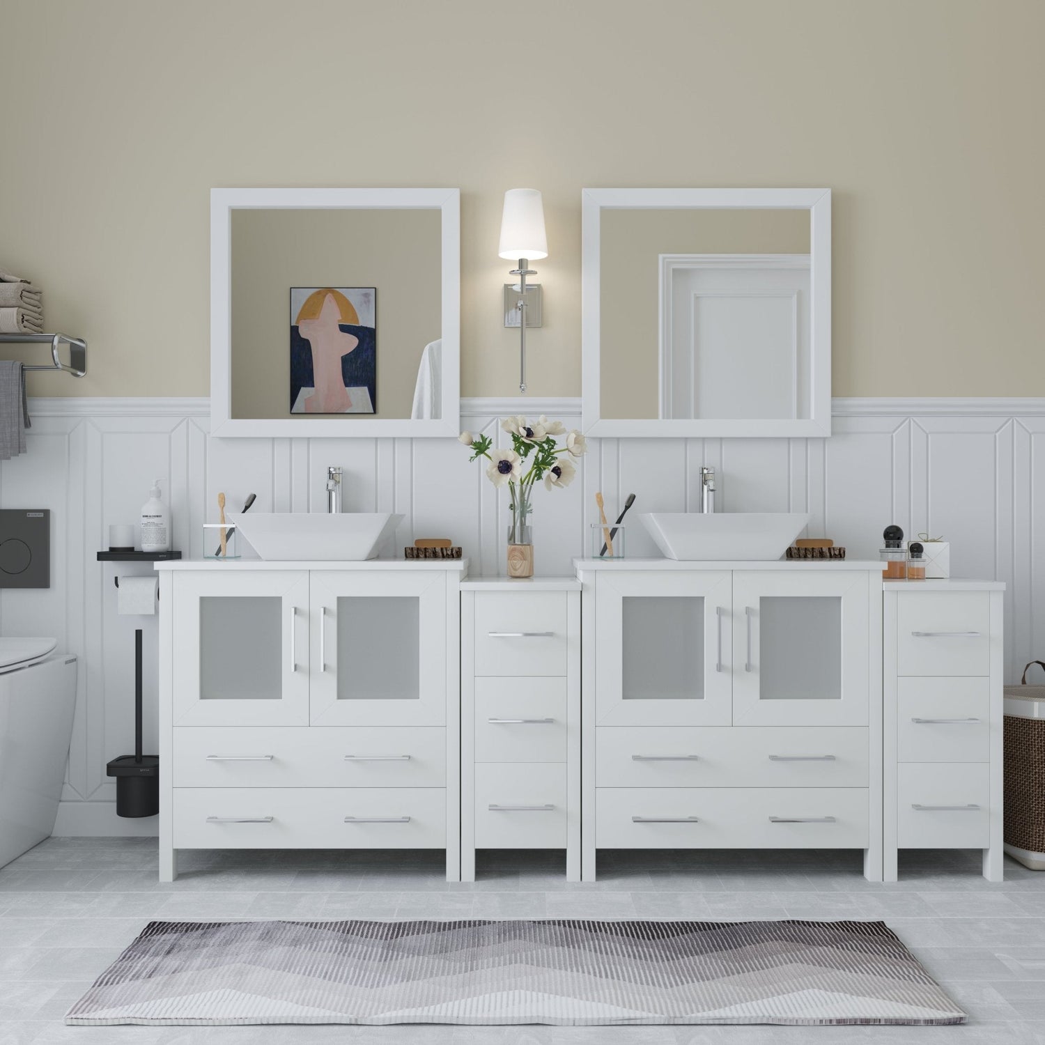 Ravenna 84&quot; Double Sink Bathroom Vanity Combo Set - HomeBeyond