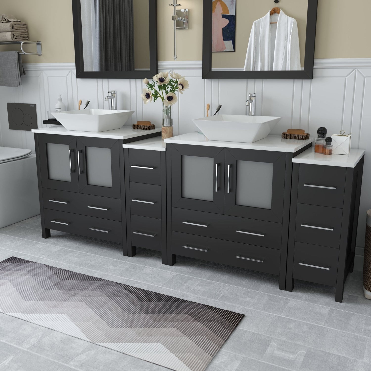 Ravenna 84&quot; Double Sink Bathroom Vanity Combo Set - HomeBeyond