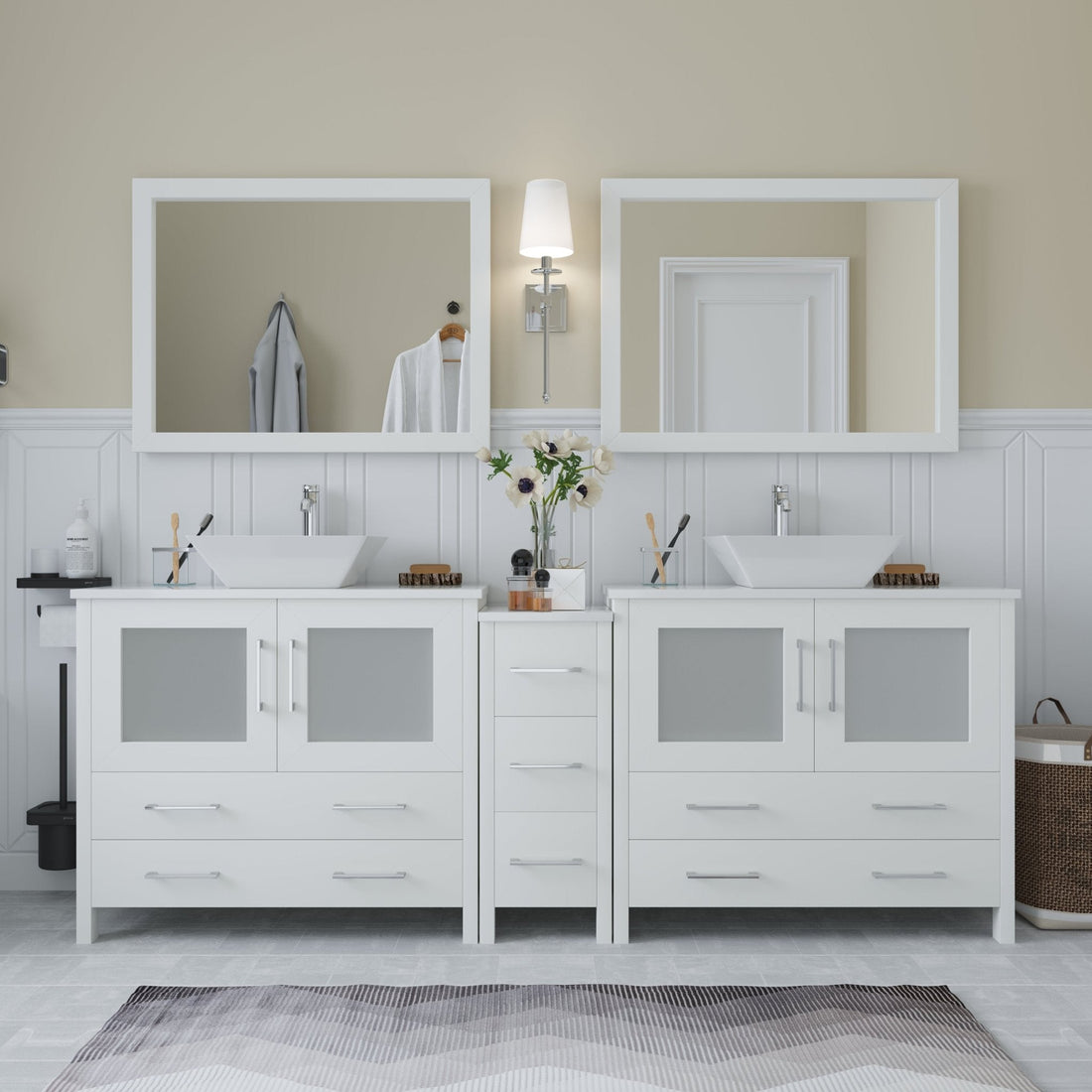 Ravenna 84&quot; Double Sink Bathroom Vanity Combo Set - HomeBeyond