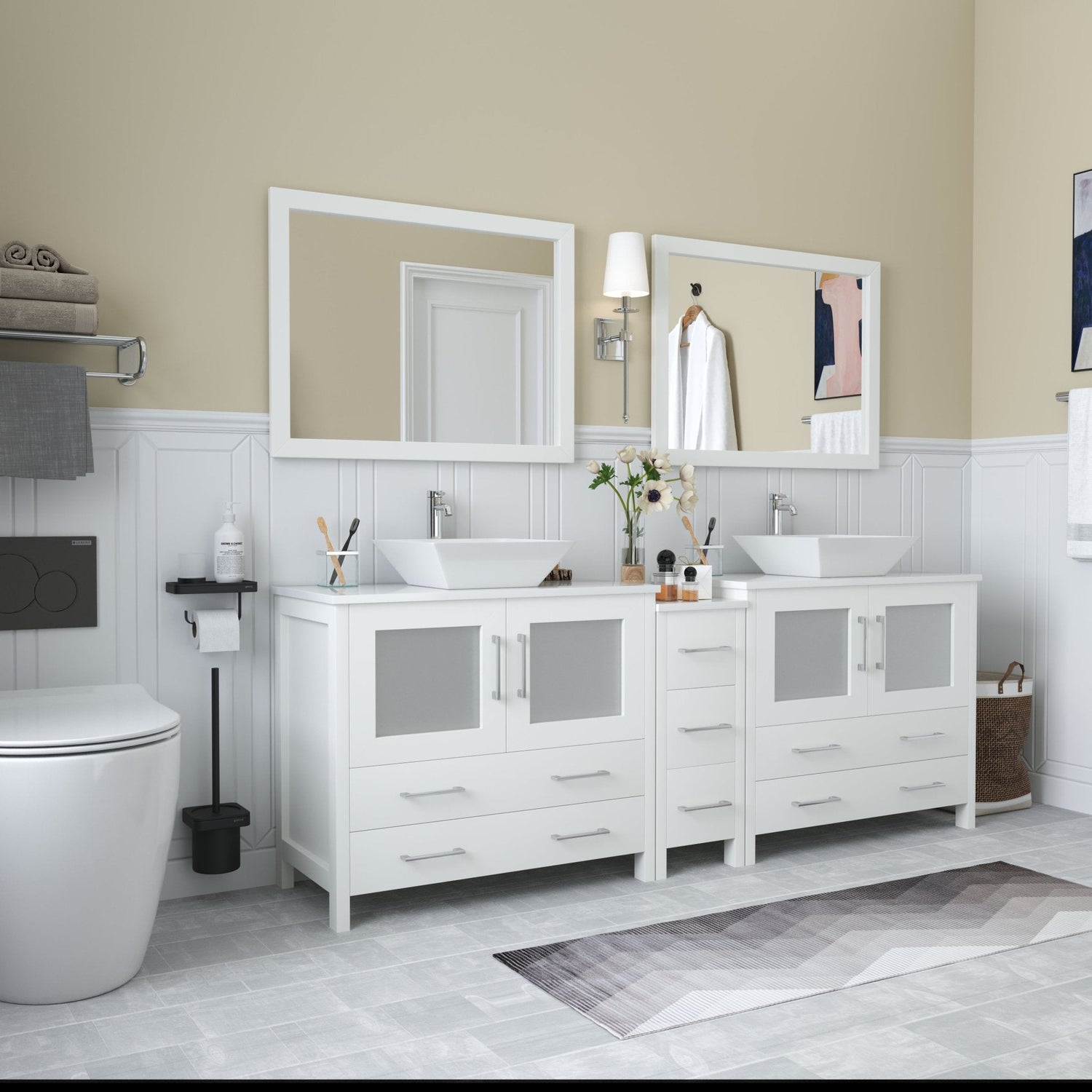 Ravenna 84&quot; Double Sink Bathroom Vanity Combo Set - HomeBeyond