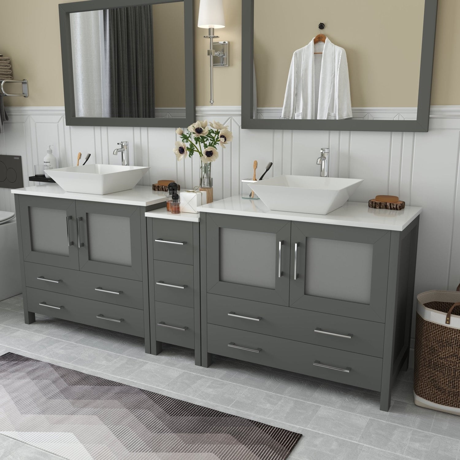 Ravenna 84&quot; Double Sink Bathroom Vanity Combo Set - HomeBeyond