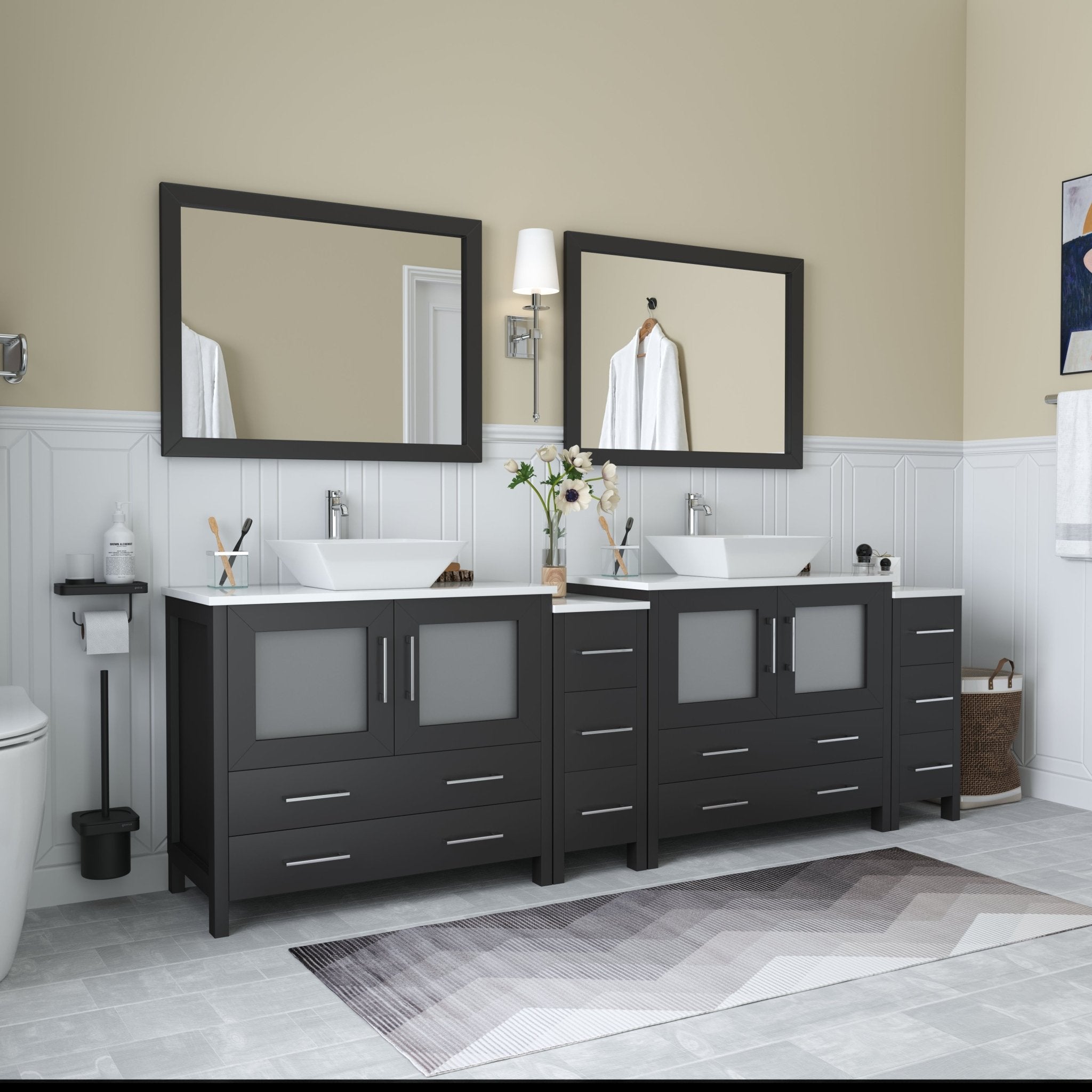 Ravenna 96&quot; Double Sink Bathroom Vanity Combo Set - HomeBeyond