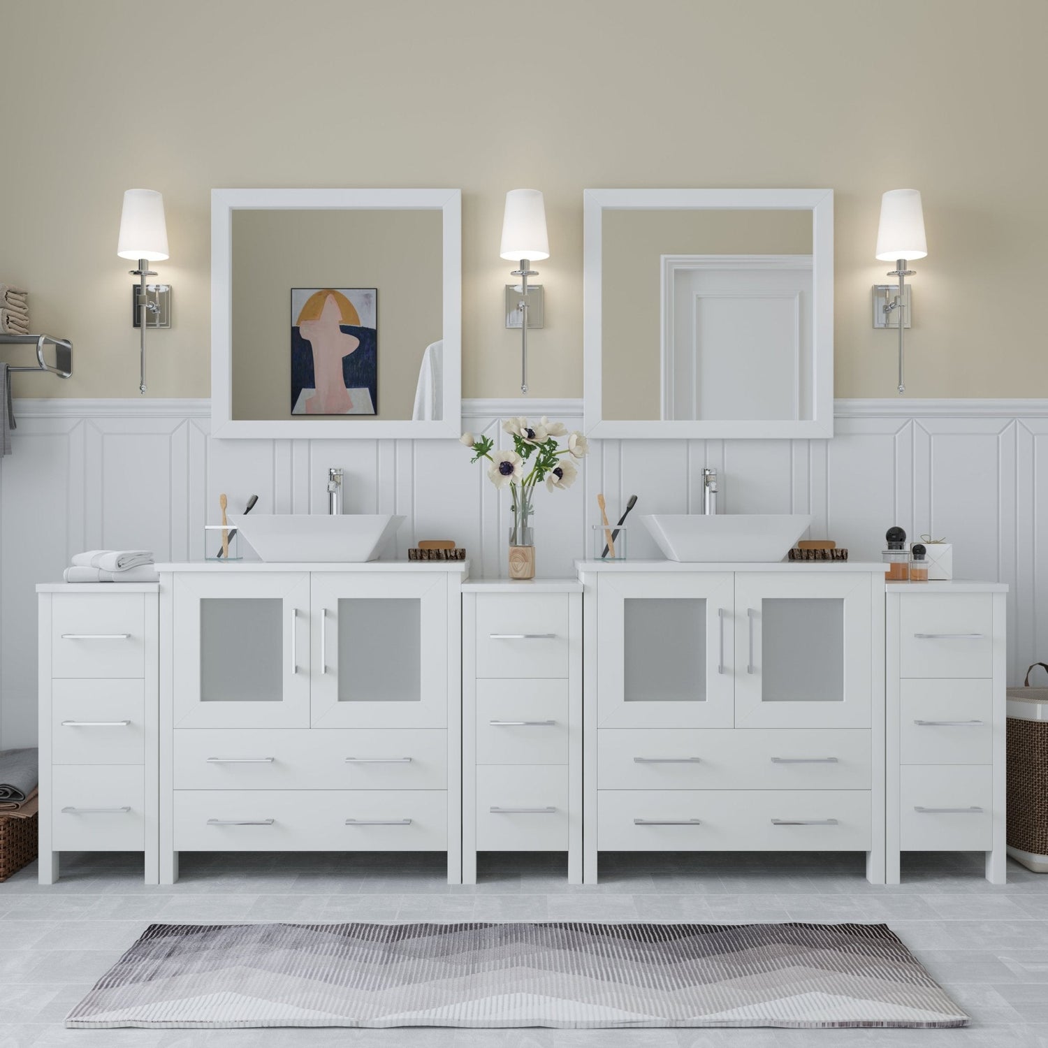 Ravenna 96&quot; Double Sink Bathroom Vanity Combo Set - HomeBeyond