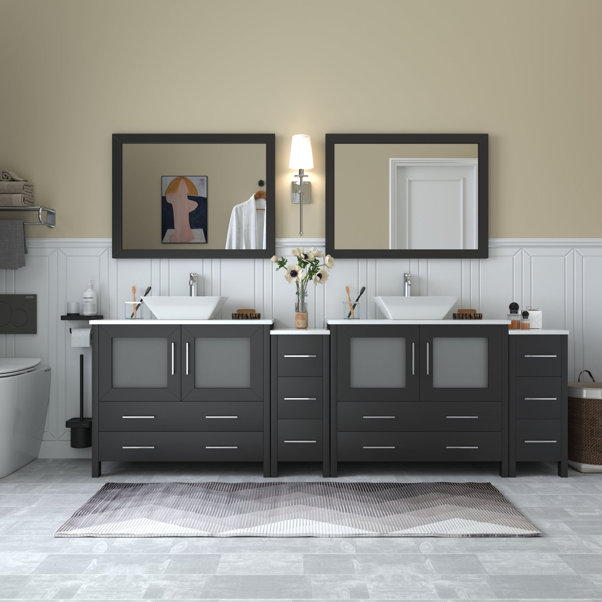 Ravenna 96&quot; Double Sink Bathroom Vanity Combo Set - HomeBeyond