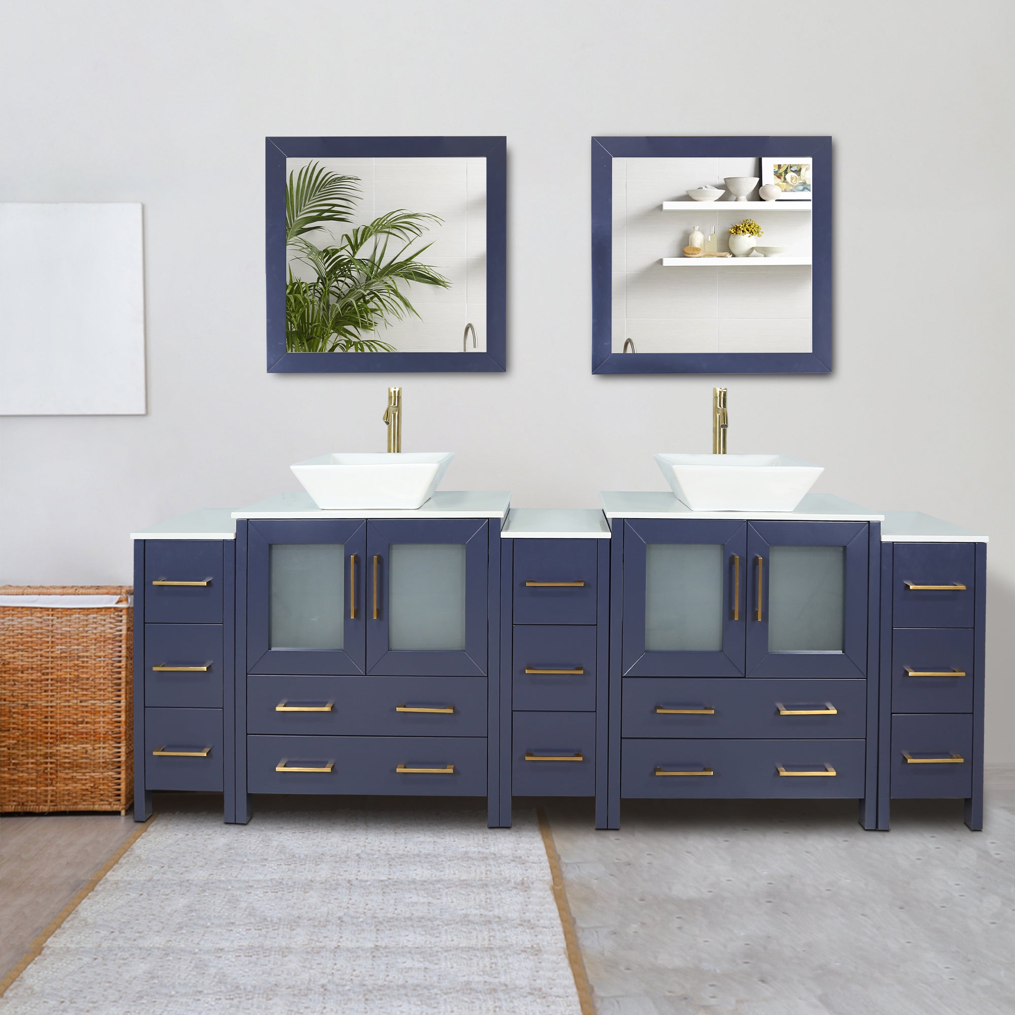 Ravenna 96&quot; Double Sink Bathroom Vanity Combo Set - HomeBeyond