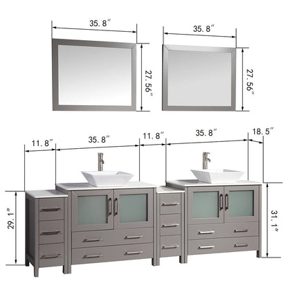 Ravenna 96&quot; Double Sink Bathroom Vanity Combo Set - HomeBeyond