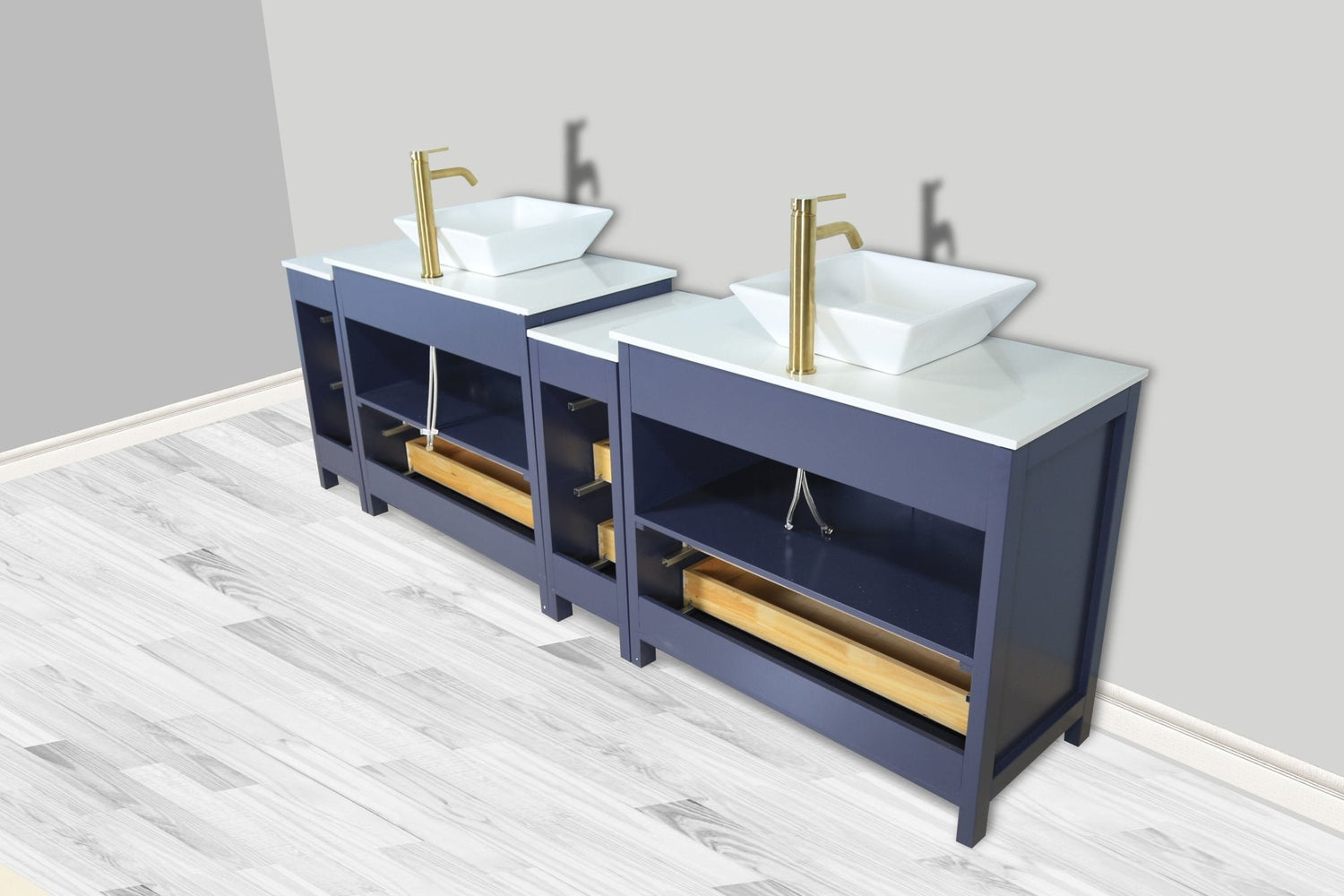 Ravenna 96&quot; Double Sink Bathroom Vanity Combo Set - HomeBeyond