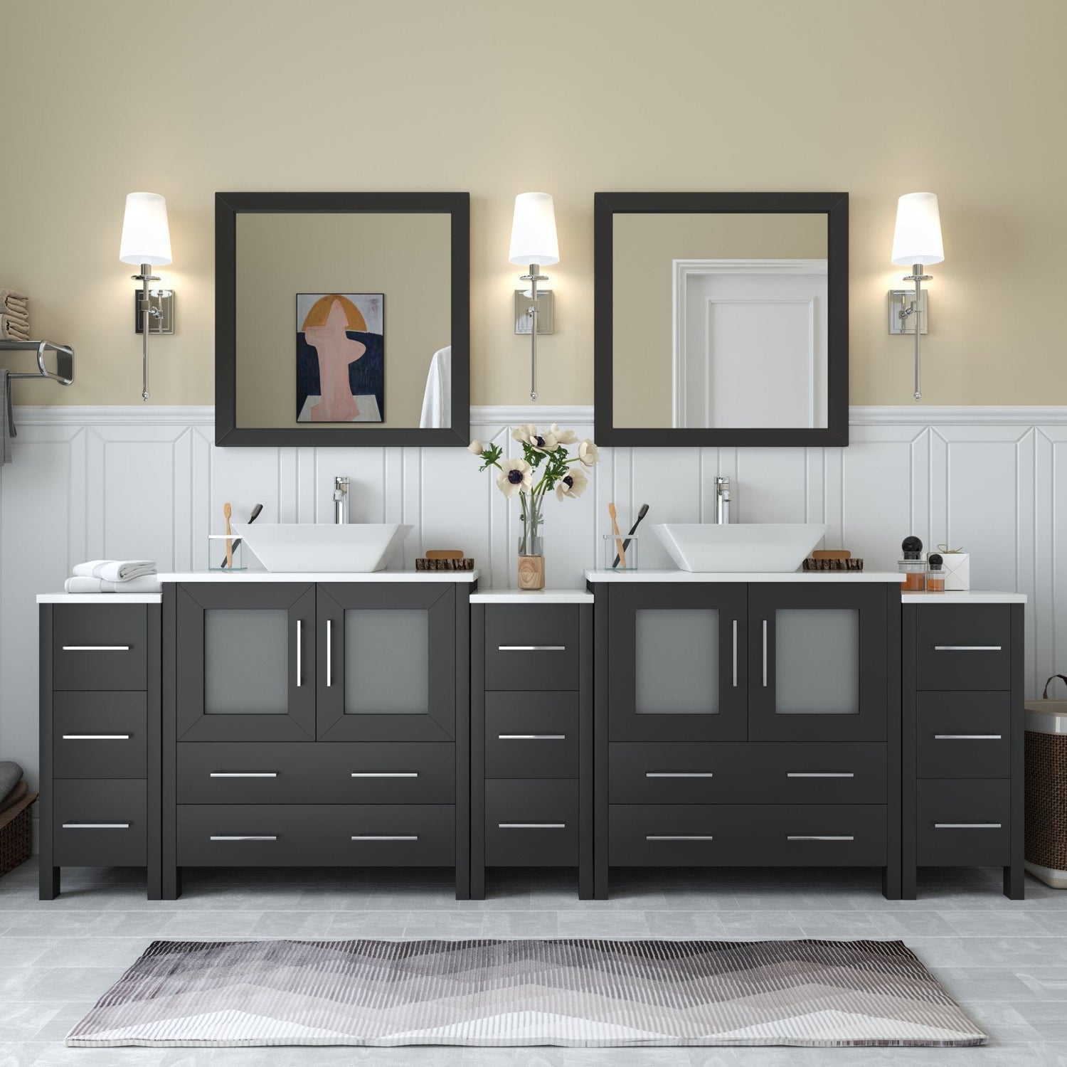 Ravenna 96&quot; Double Sink Bathroom Vanity Combo Set - HomeBeyond