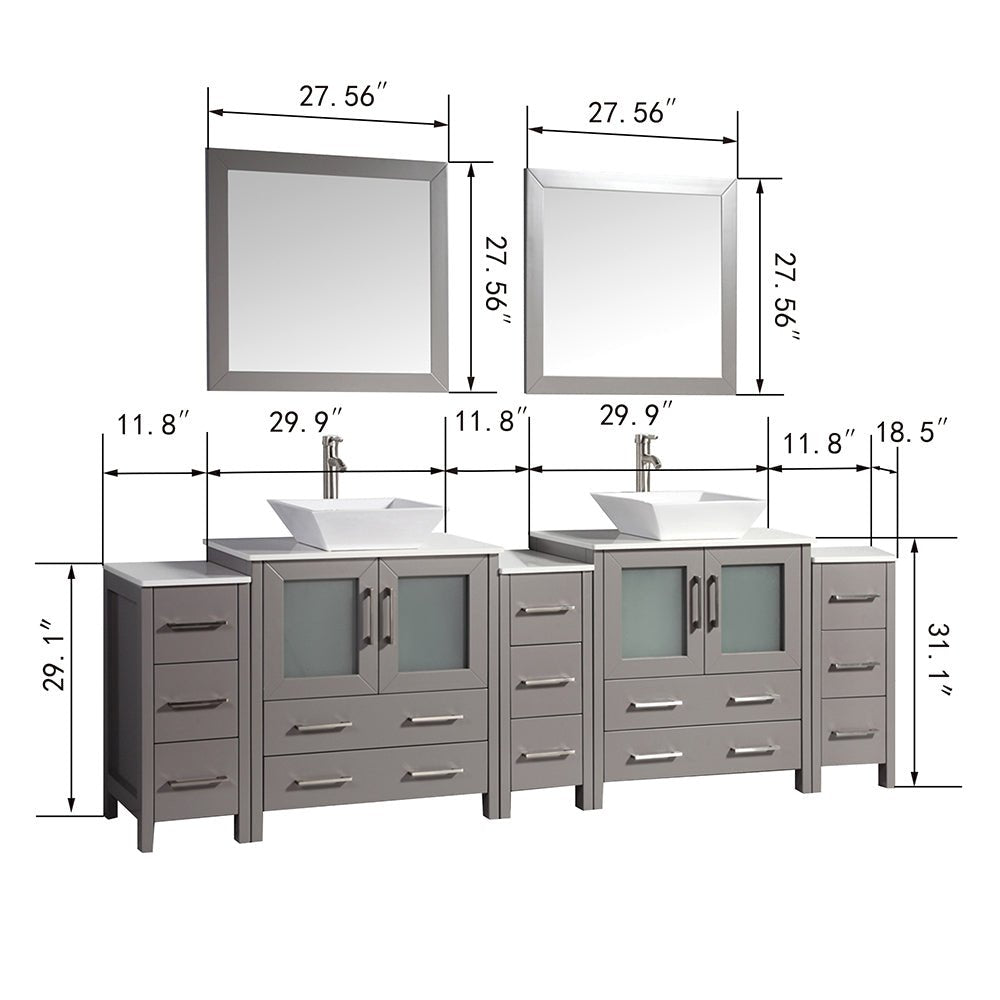 Ravenna 96&quot; Double Sink Bathroom Vanity Combo Set - HomeBeyond