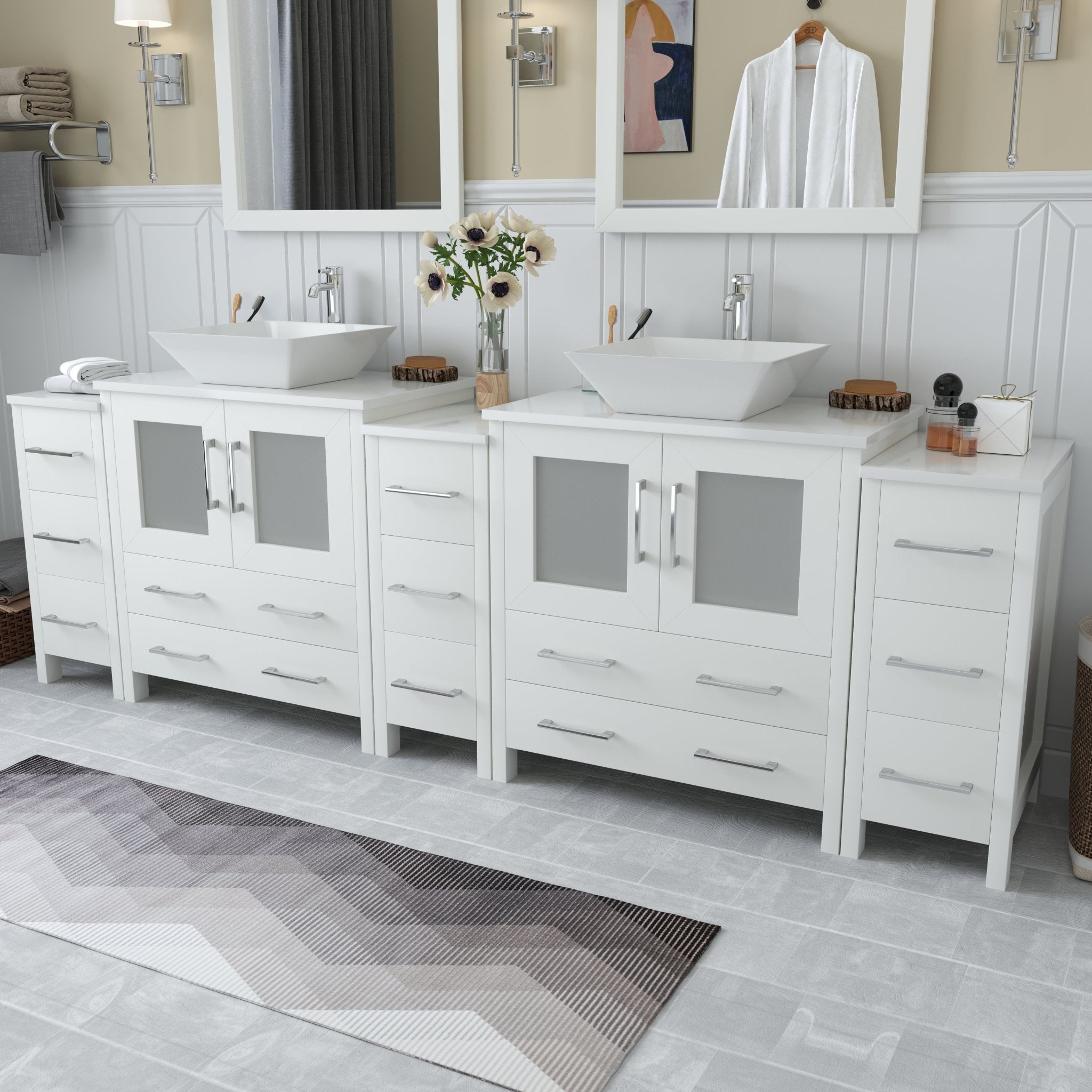 Ravenna 96&quot; Double Sink Bathroom Vanity Combo Set - HomeBeyond