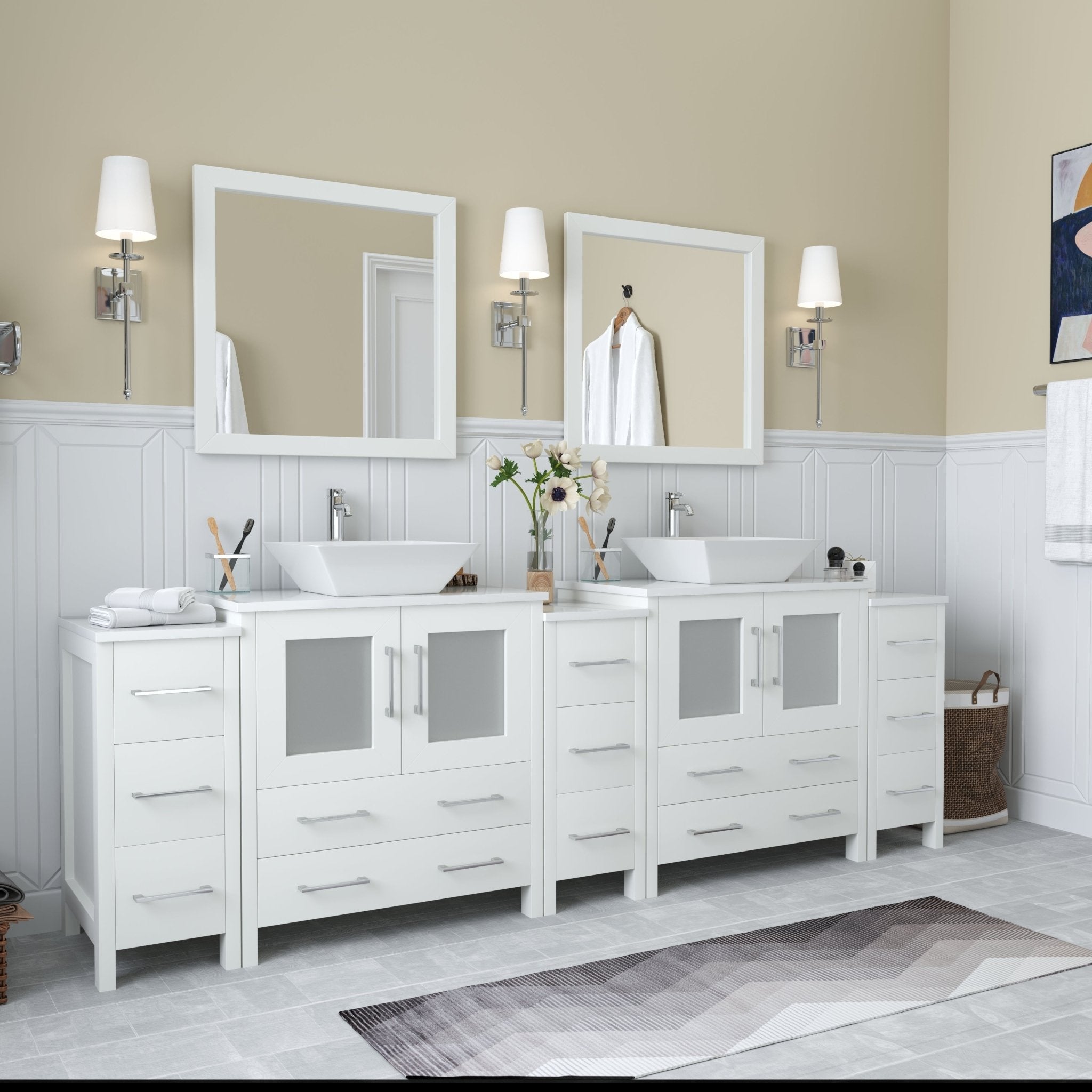 Ravenna 96&quot; Double Sink Bathroom Vanity Combo Set - HomeBeyond