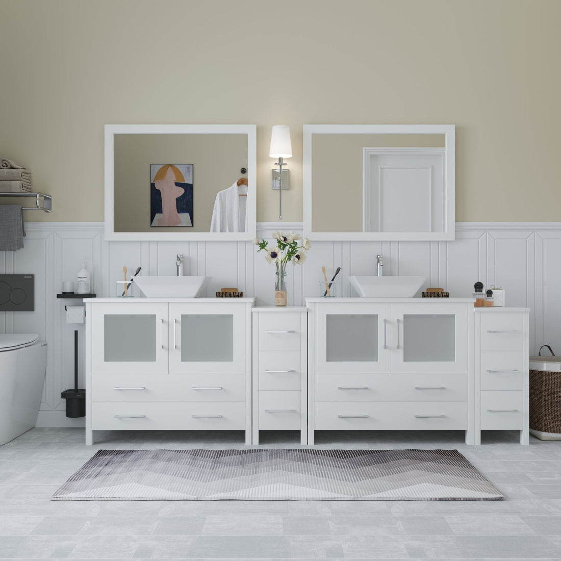 Ravenna 96&quot; Double Sink Bathroom Vanity Combo Set - HomeBeyond