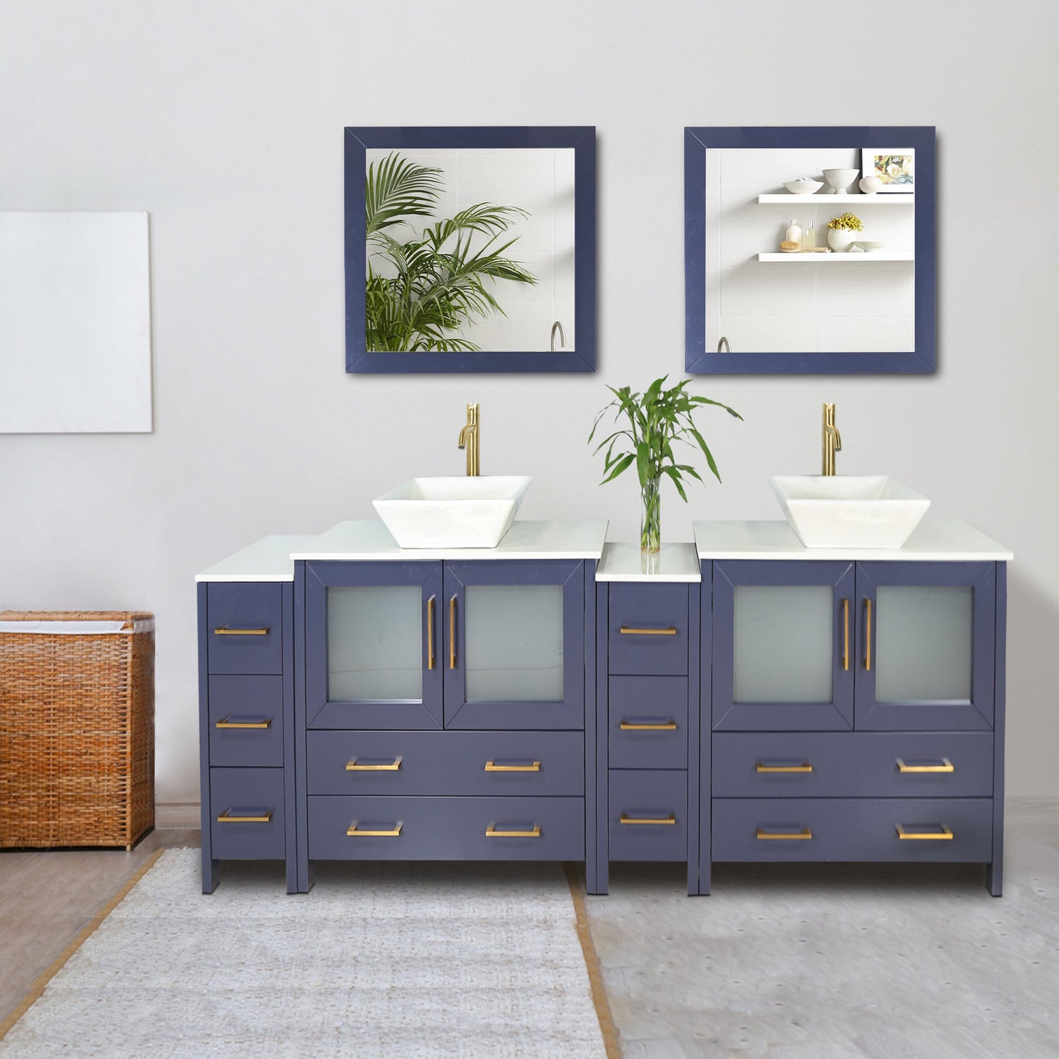 Ravenna 96&quot; Double Sink Bathroom Vanity Combo Set - HomeBeyond