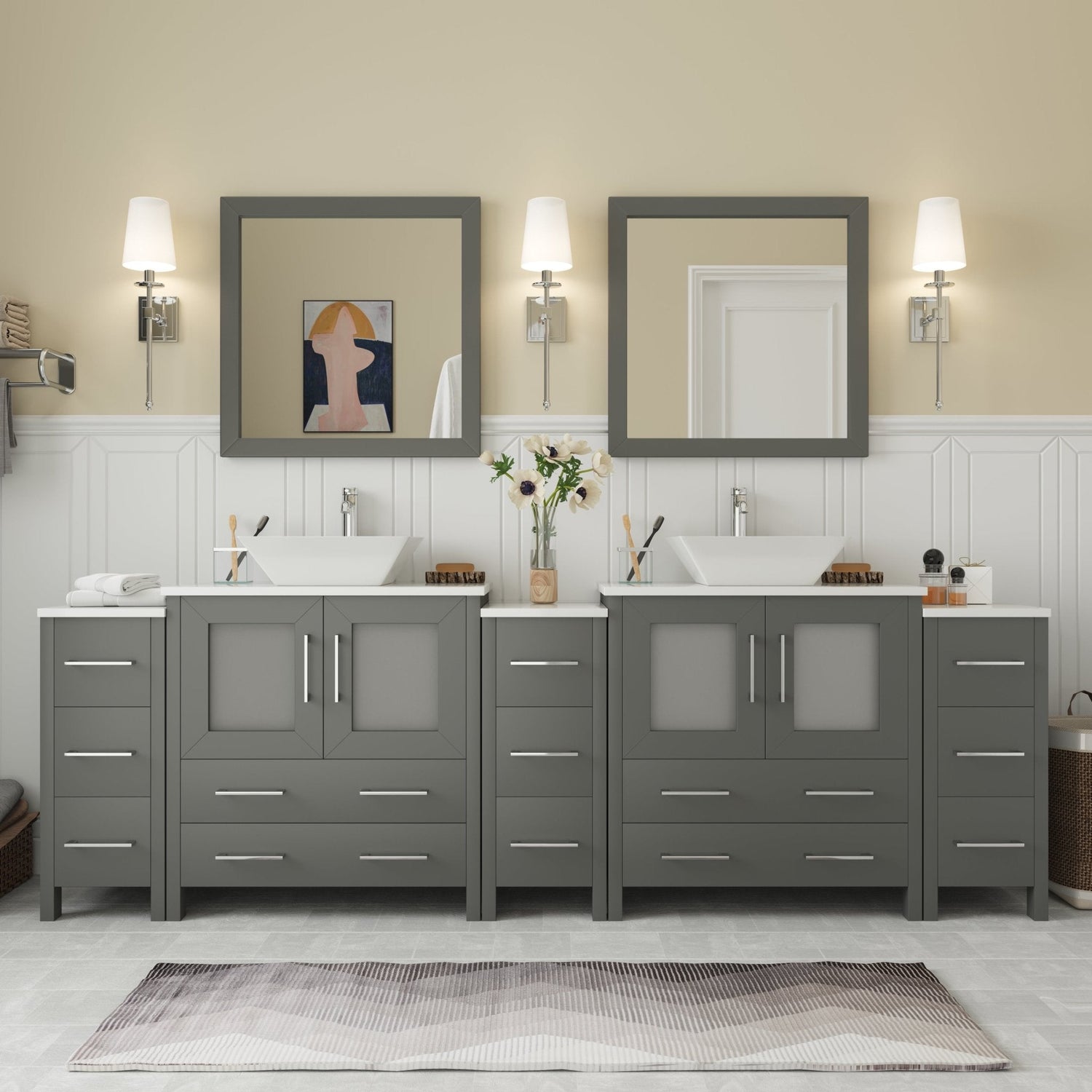 Ravenna 96&quot; Double Sink Bathroom Vanity Combo Set - HomeBeyond