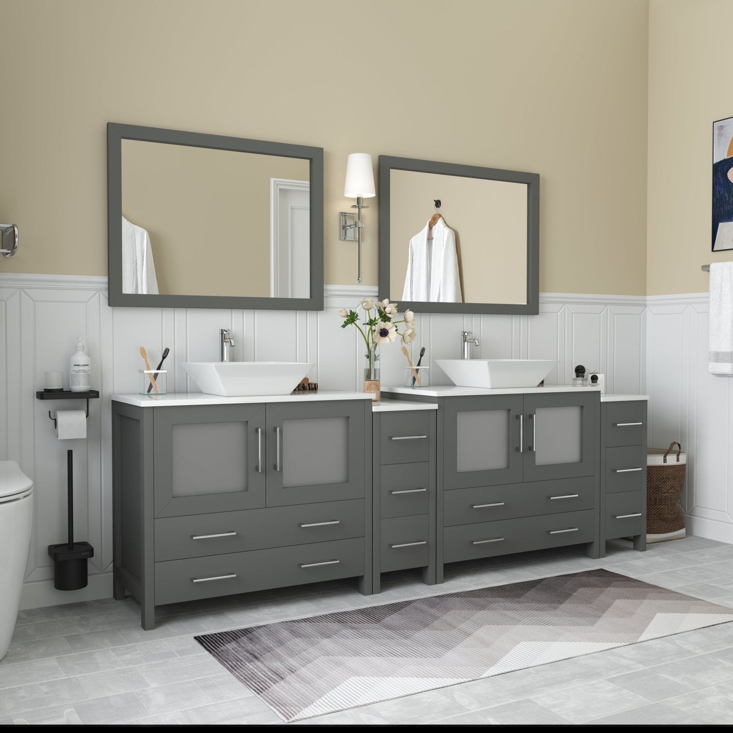 Ravenna 96&quot; Double Sink Bathroom Vanity Combo Set - HomeBeyond